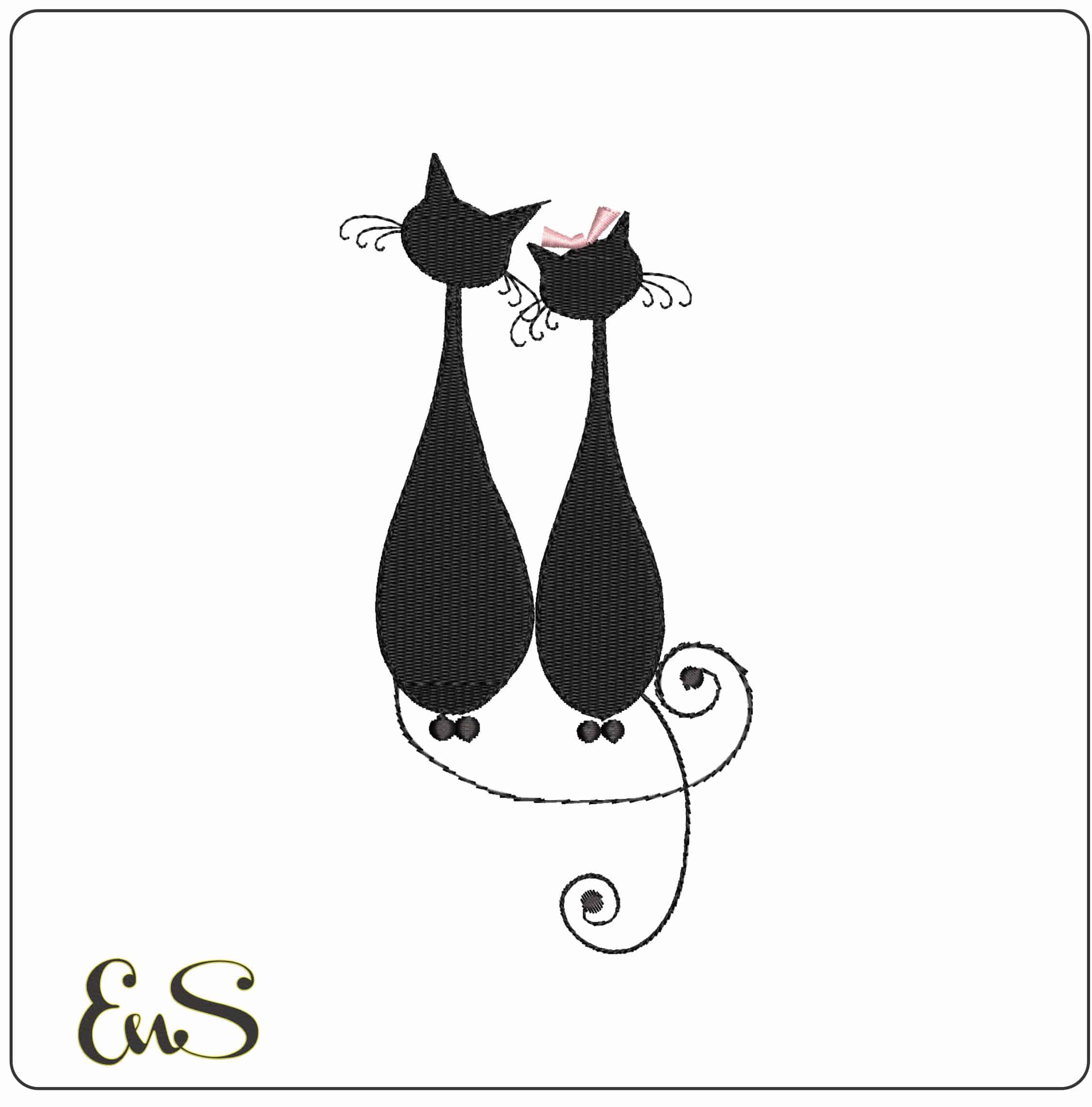 Catties3 - Elegant embroidery design file - instant download