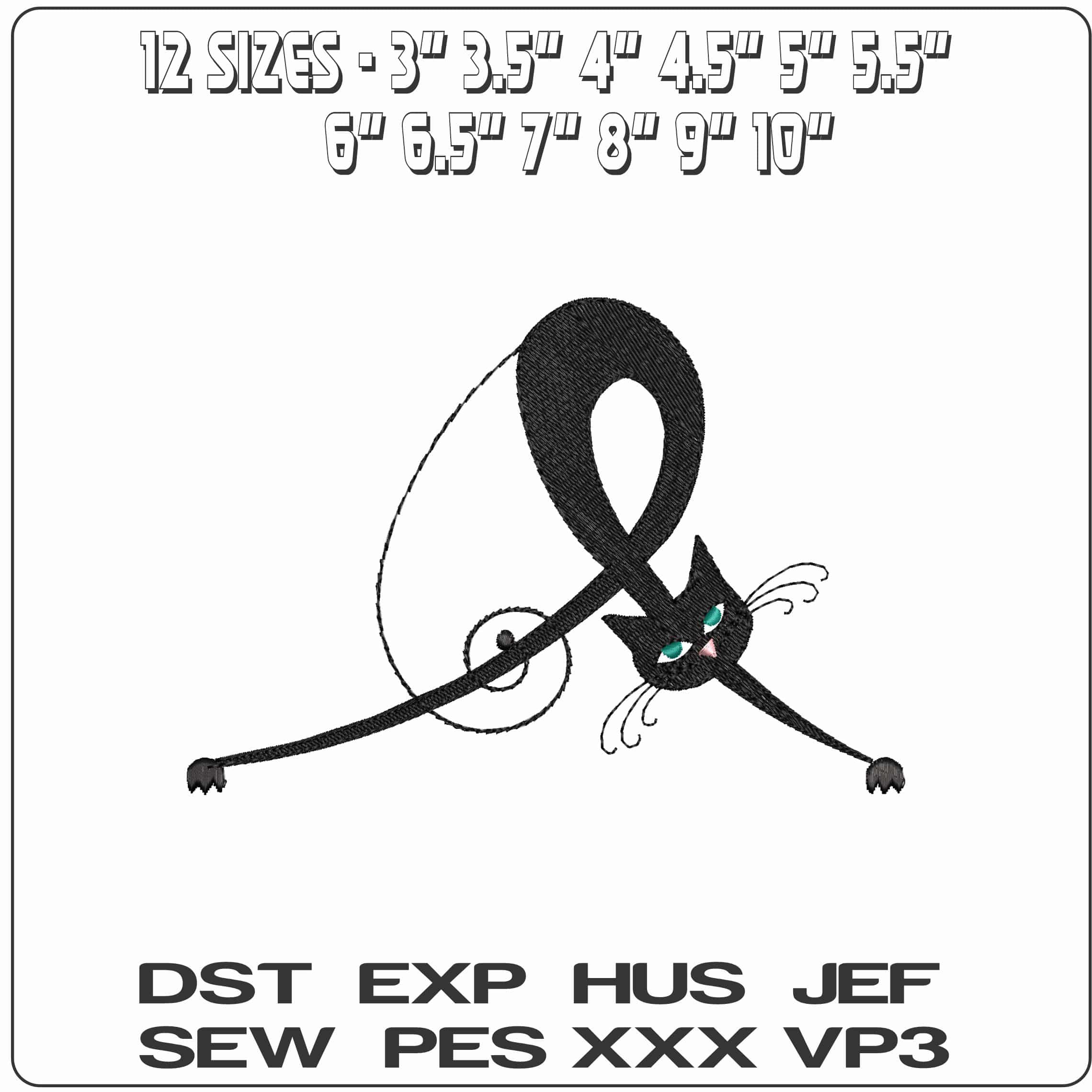 Catties5 - Elegant embroidery design file - instant download — view 2