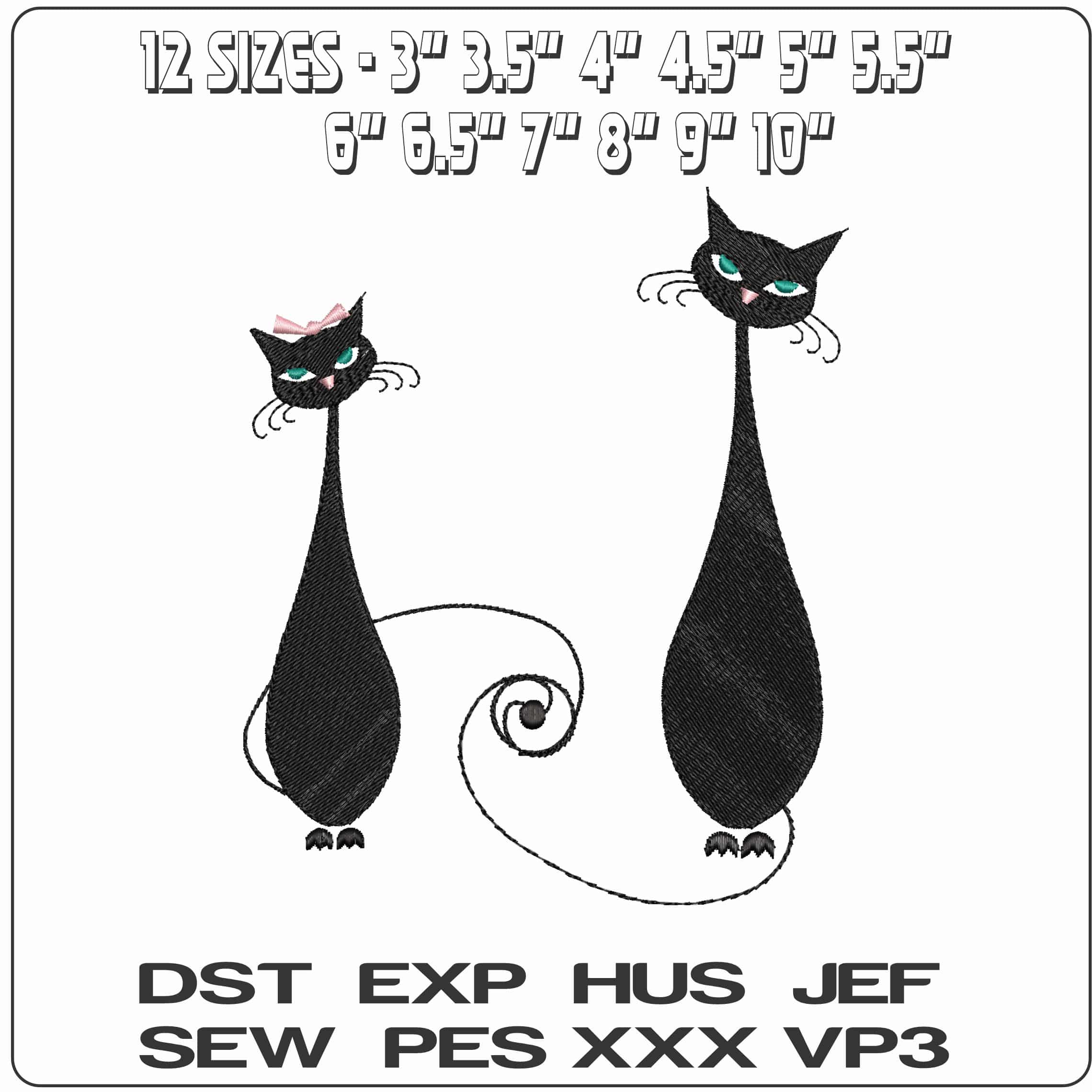 Catties6 - Elegant embroidery design file - instant download — view 2