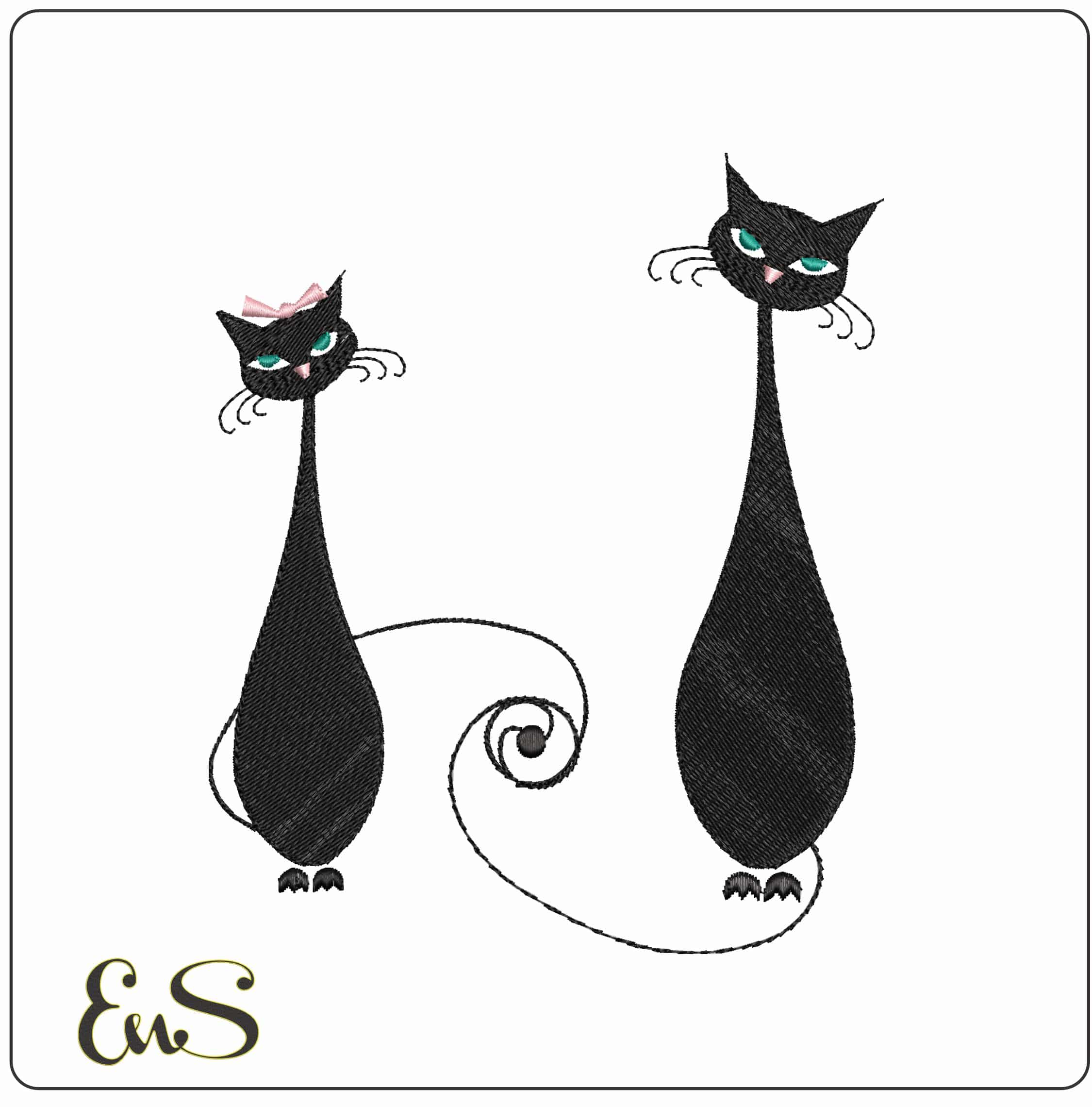 Catties6 - Elegant embroidery design file - instant download