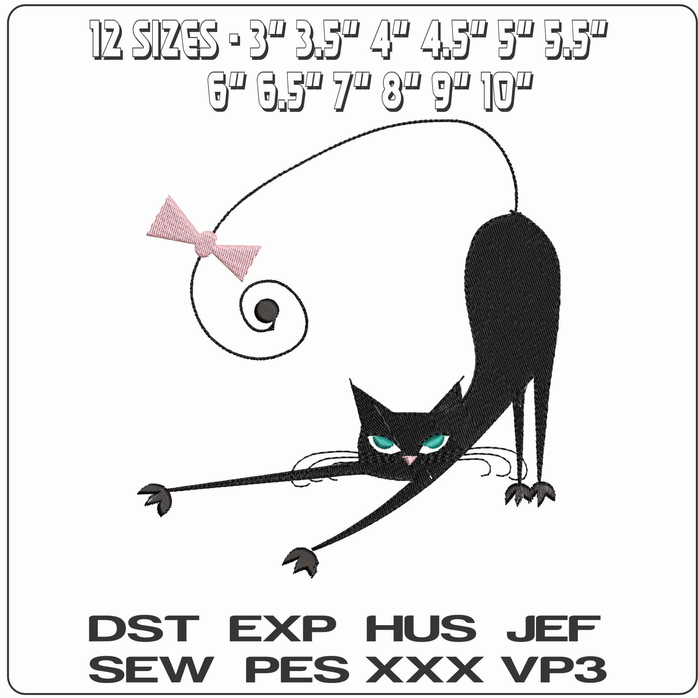 Catties8 - Elegant embroidery design file - instant download — view 2