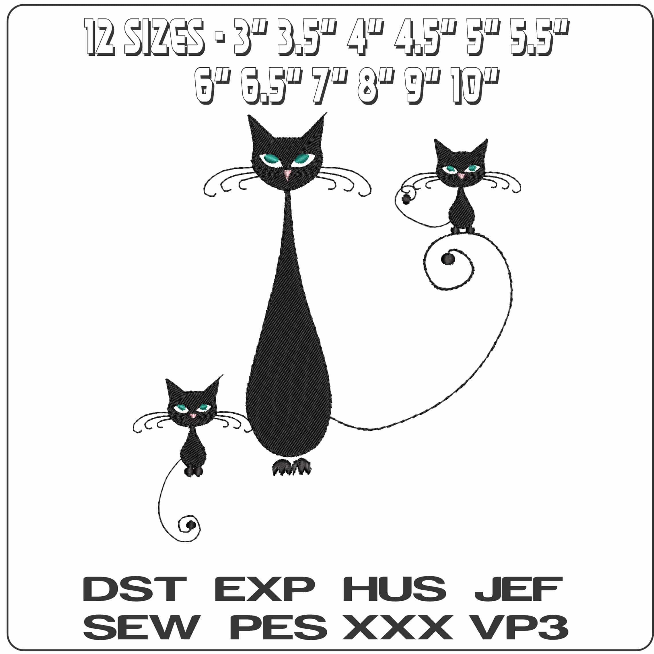 Catties11 - Elegant embroidery design file - instant download — view 2