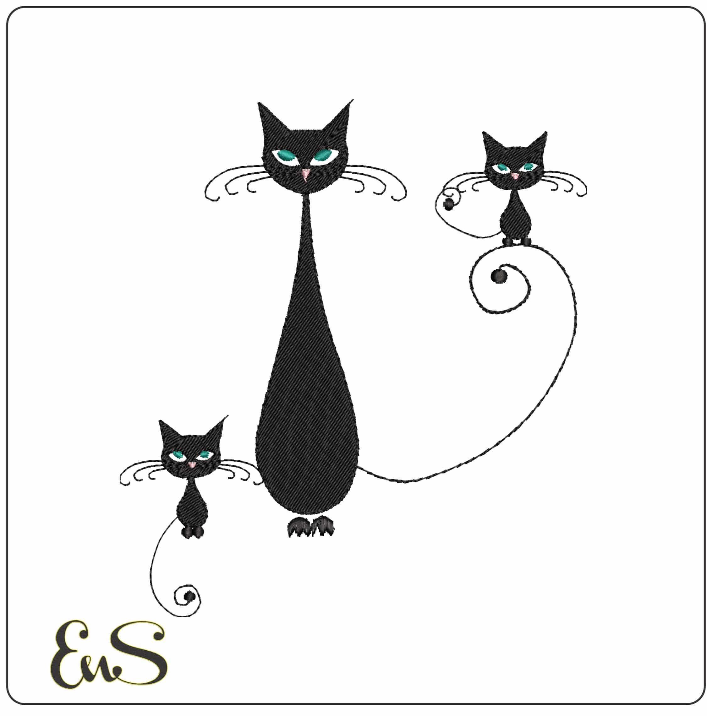 Catties11 - Elegant embroidery design file - instant download