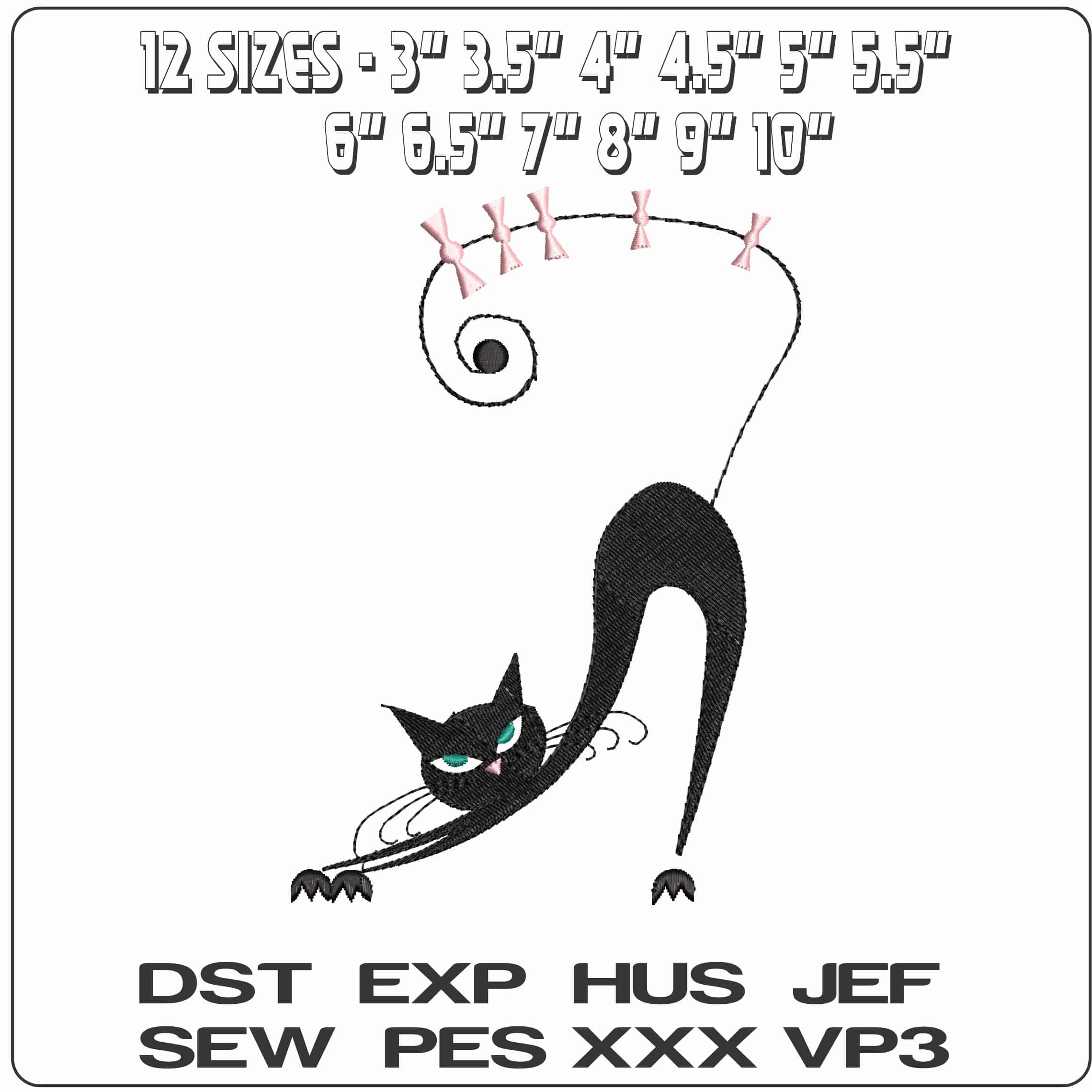 Catties12 - Elegant embroidery design file - instant download — view 2