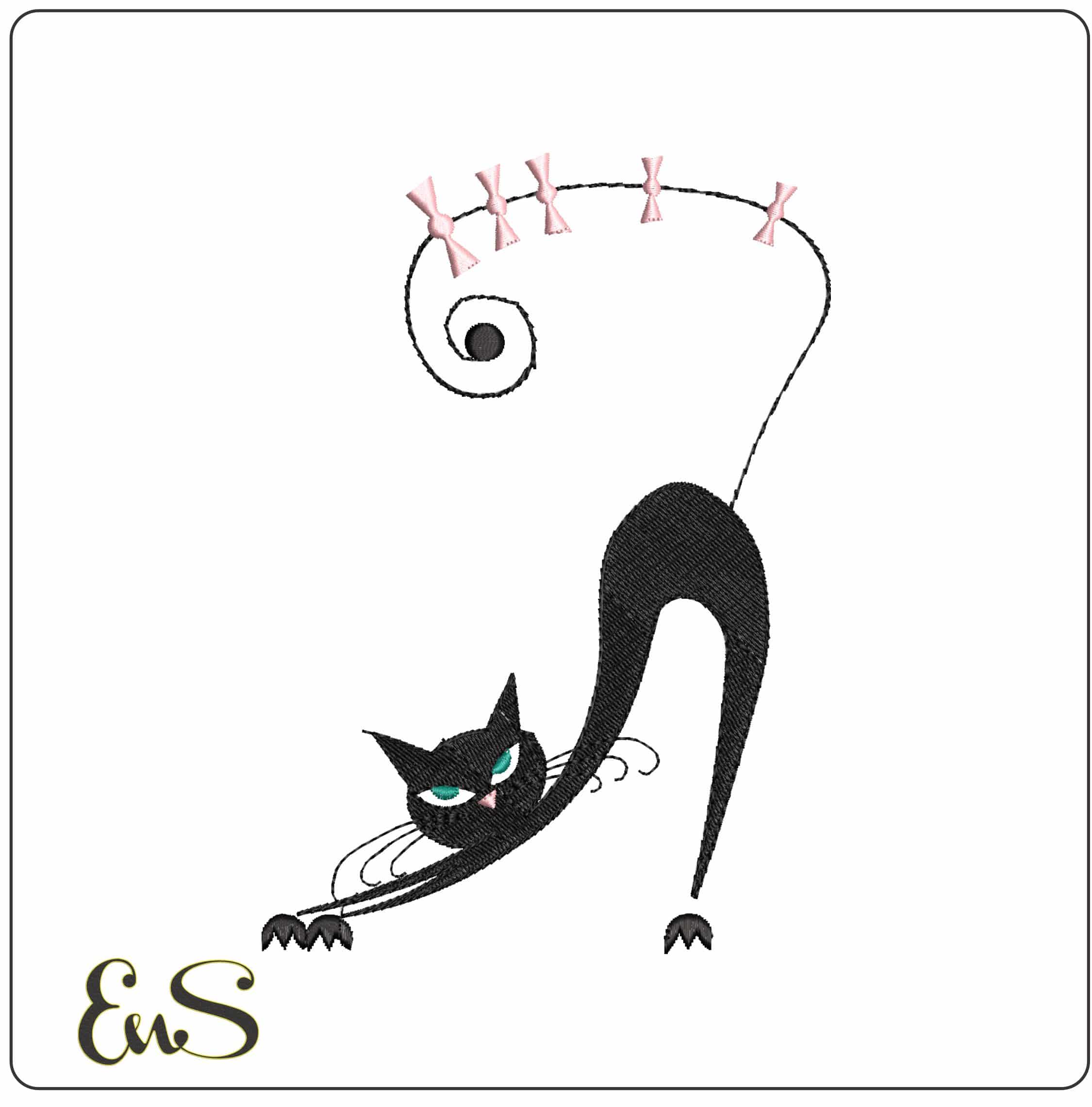 Catties12 - Elegant embroidery design file - instant download