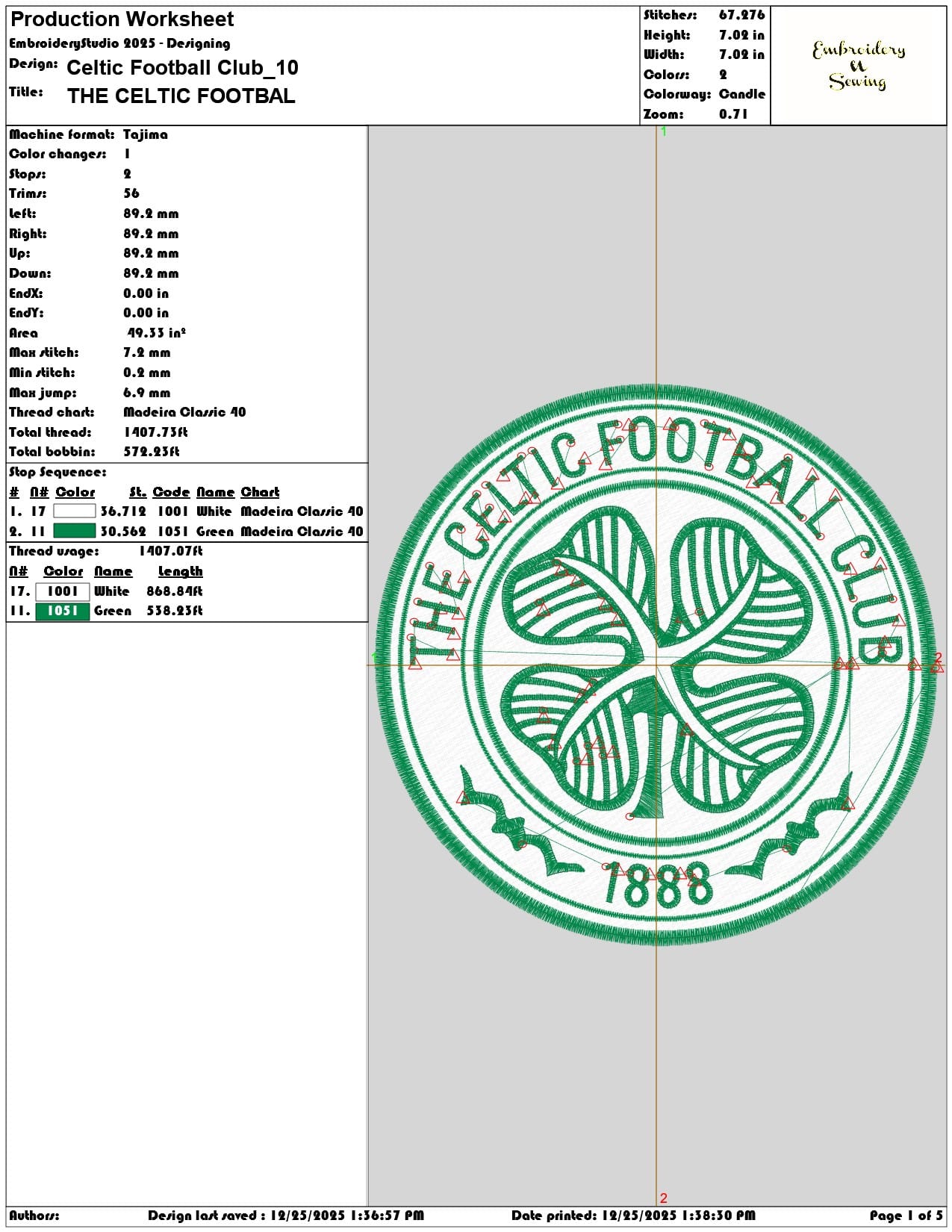 Celtic Football Club - Elegant embroidery design file - instant download — view 3