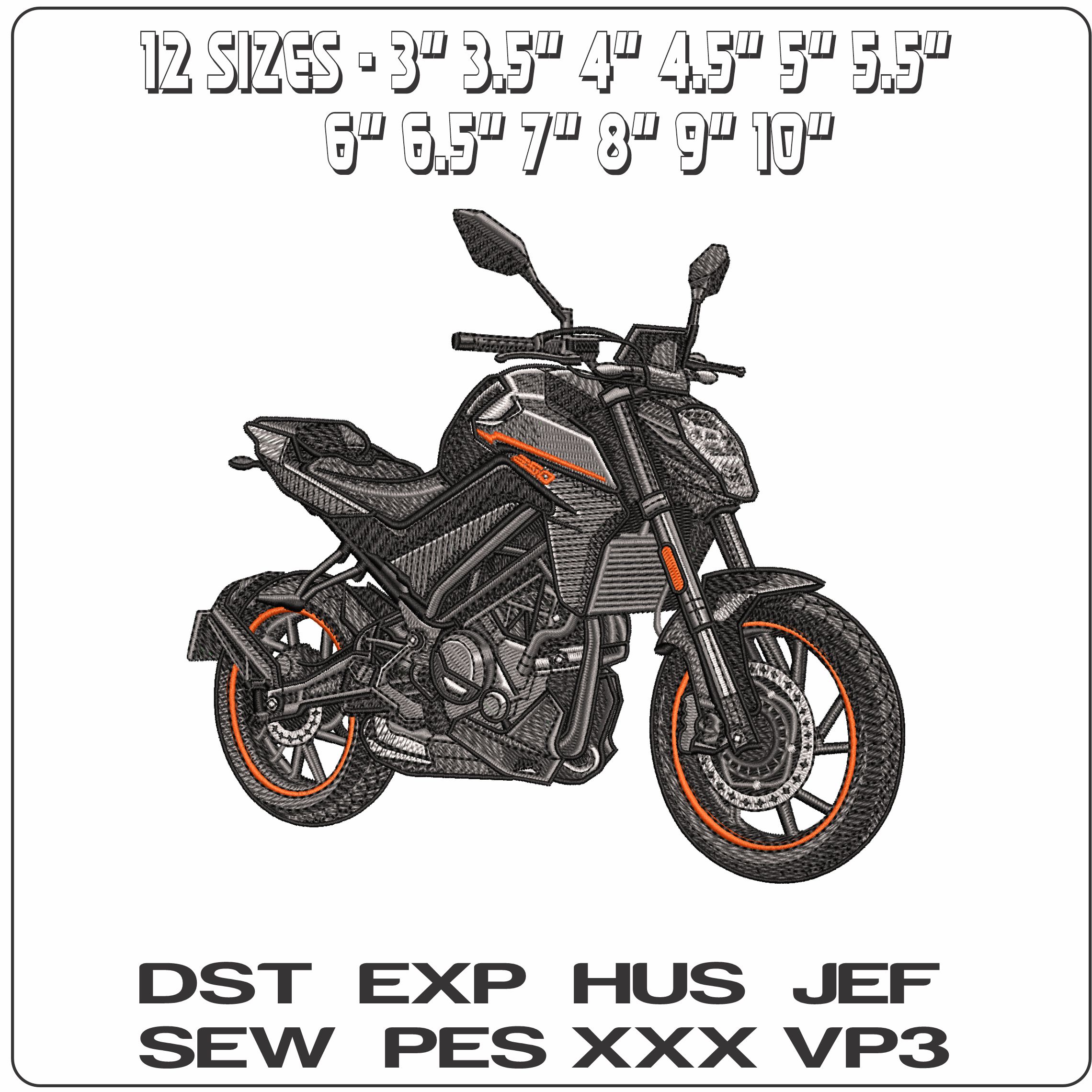 CF Moto 300NK Motorbike - Elegant embroidery design file - instant download — view 2