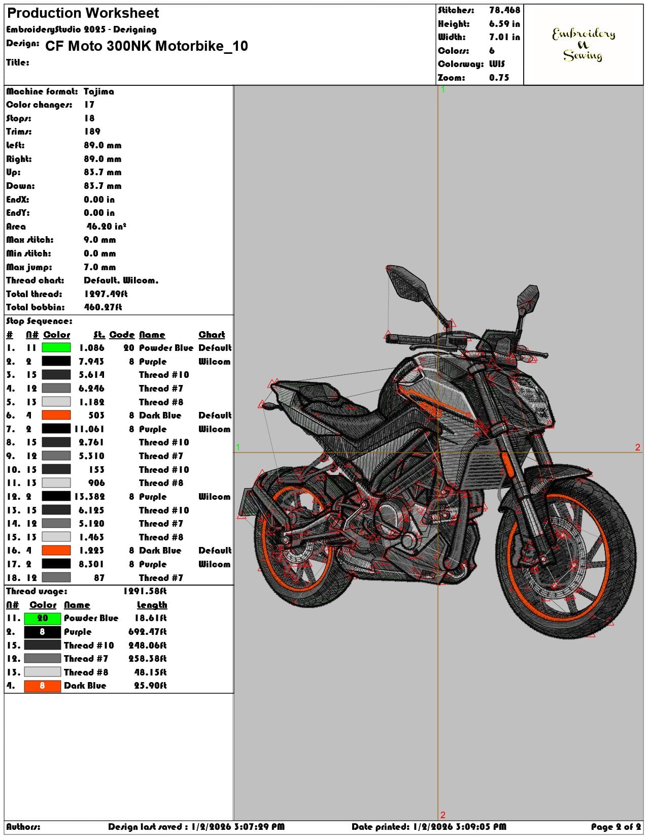 CF Moto 300NK Motorbike - Elegant embroidery design file - instant download — view 4