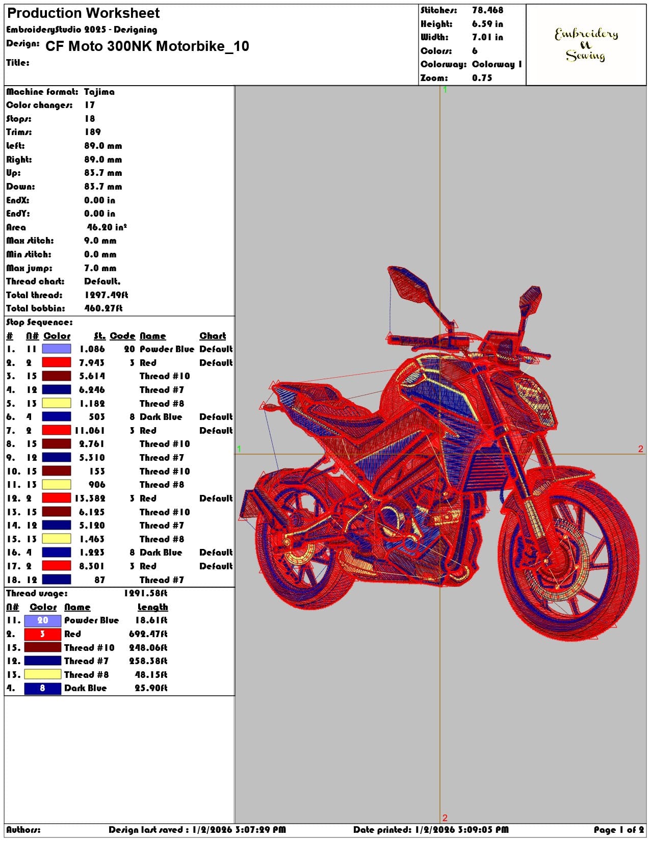 CF Moto 300NK Motorbike - Elegant embroidery design file - instant download — view 3