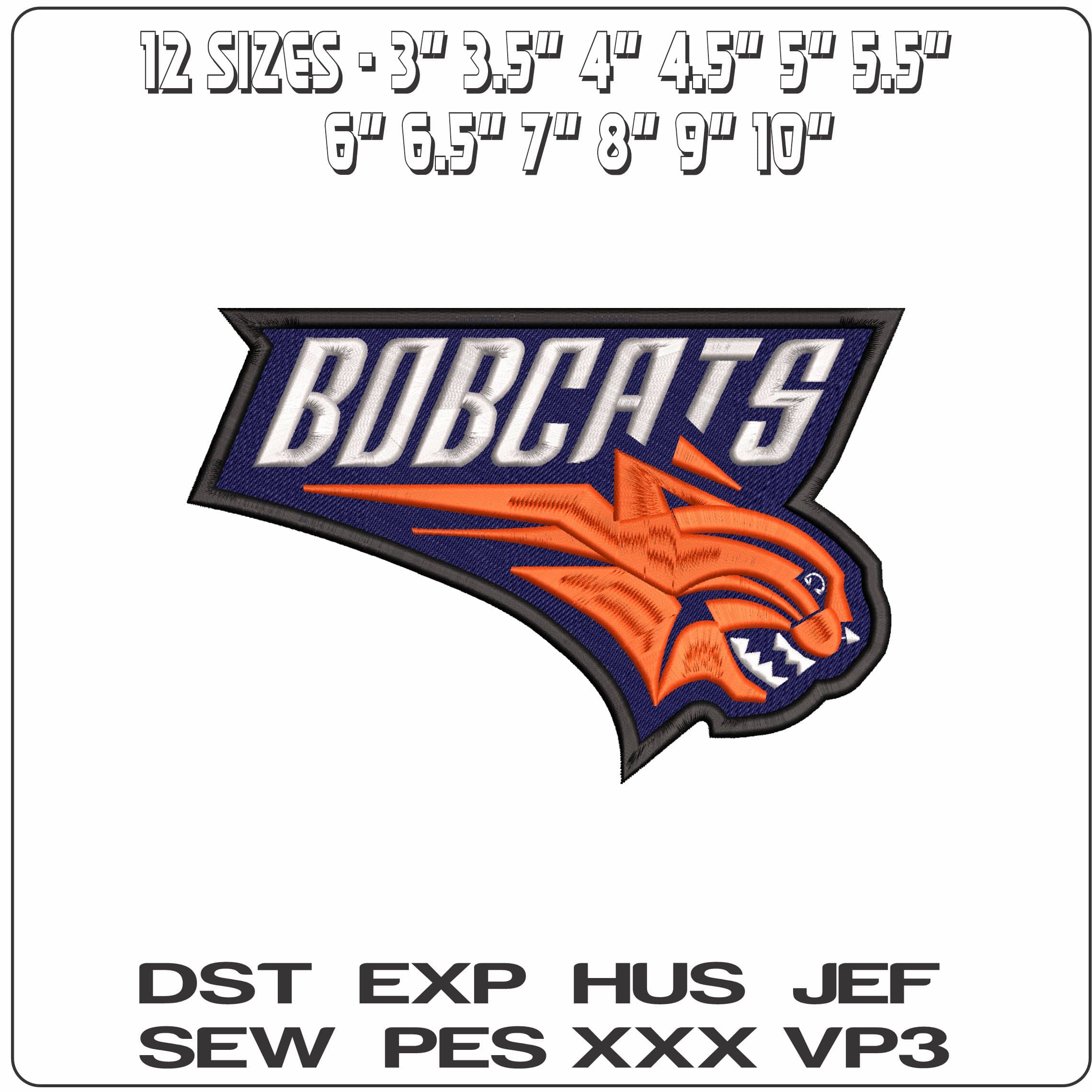 Charlottte Bobcats - Elegant embroidery design file - instant download — view 2