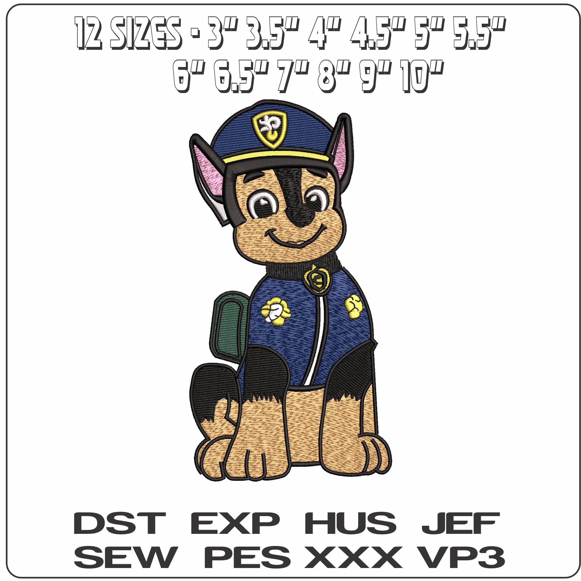 Chase Paw Patrol - Elegant embroidery design file - instant download — view 2