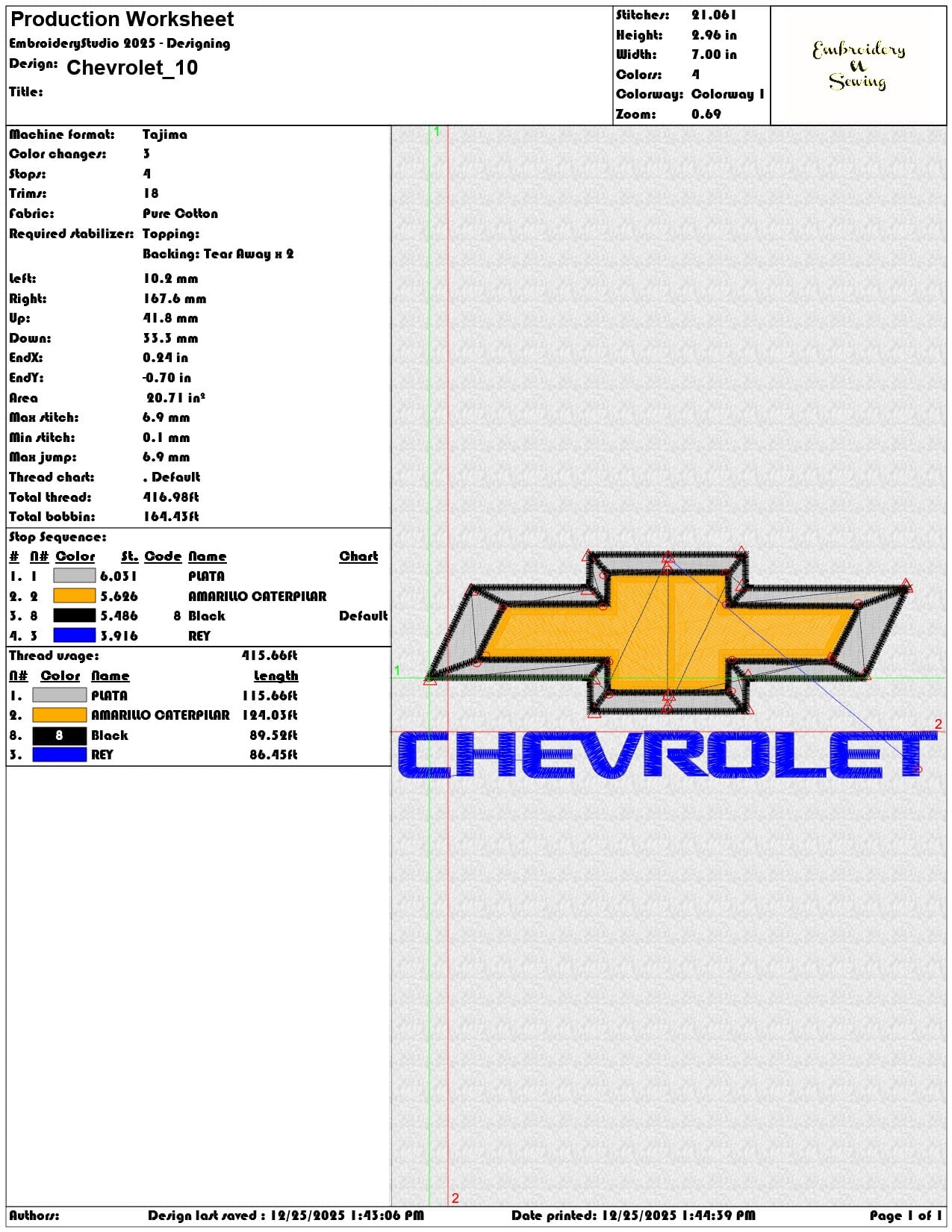 Chevrolet - Elegant embroidery design file - instant download — view 3