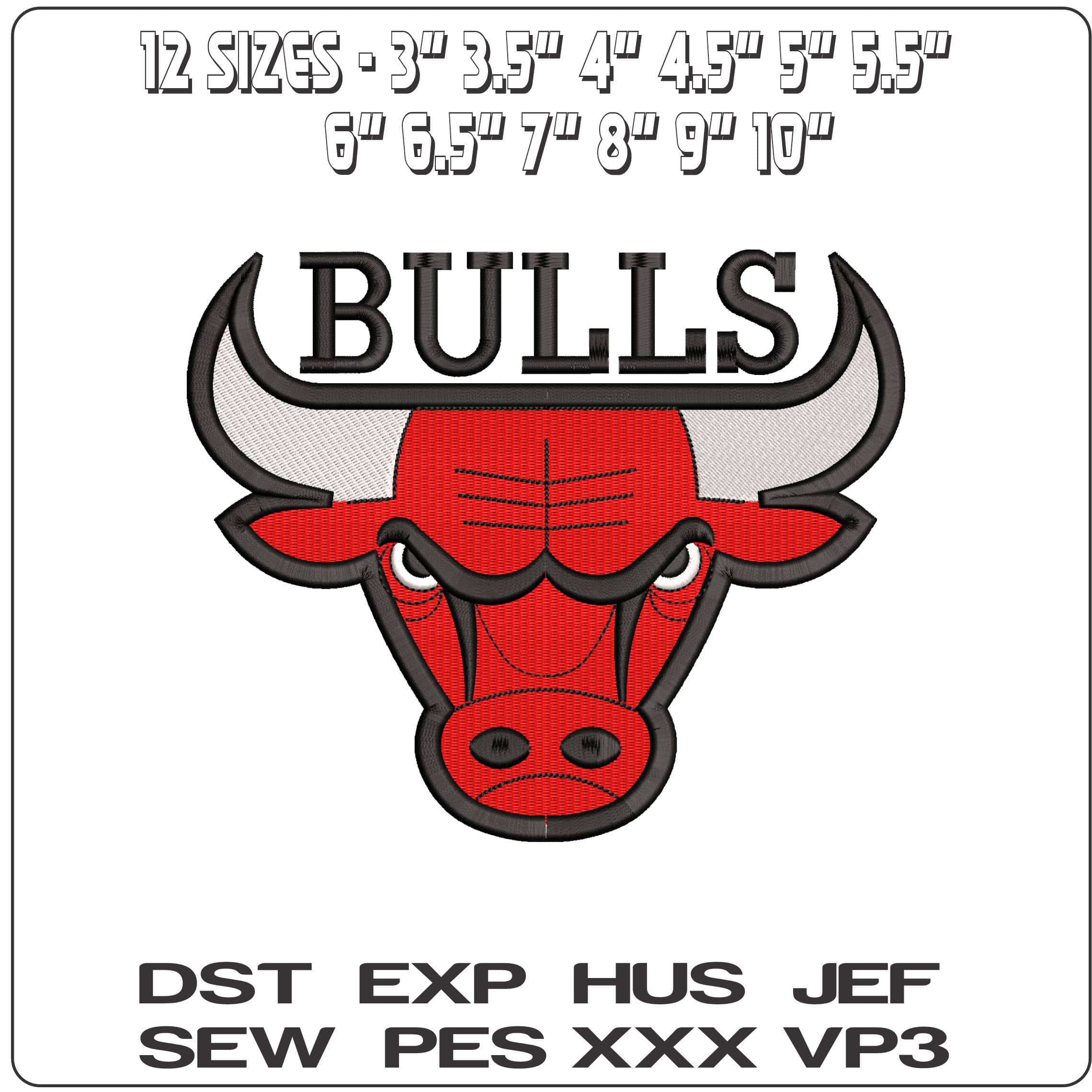 Chicago BULLS Name - Elegant embroidery design file - instant download — view 2