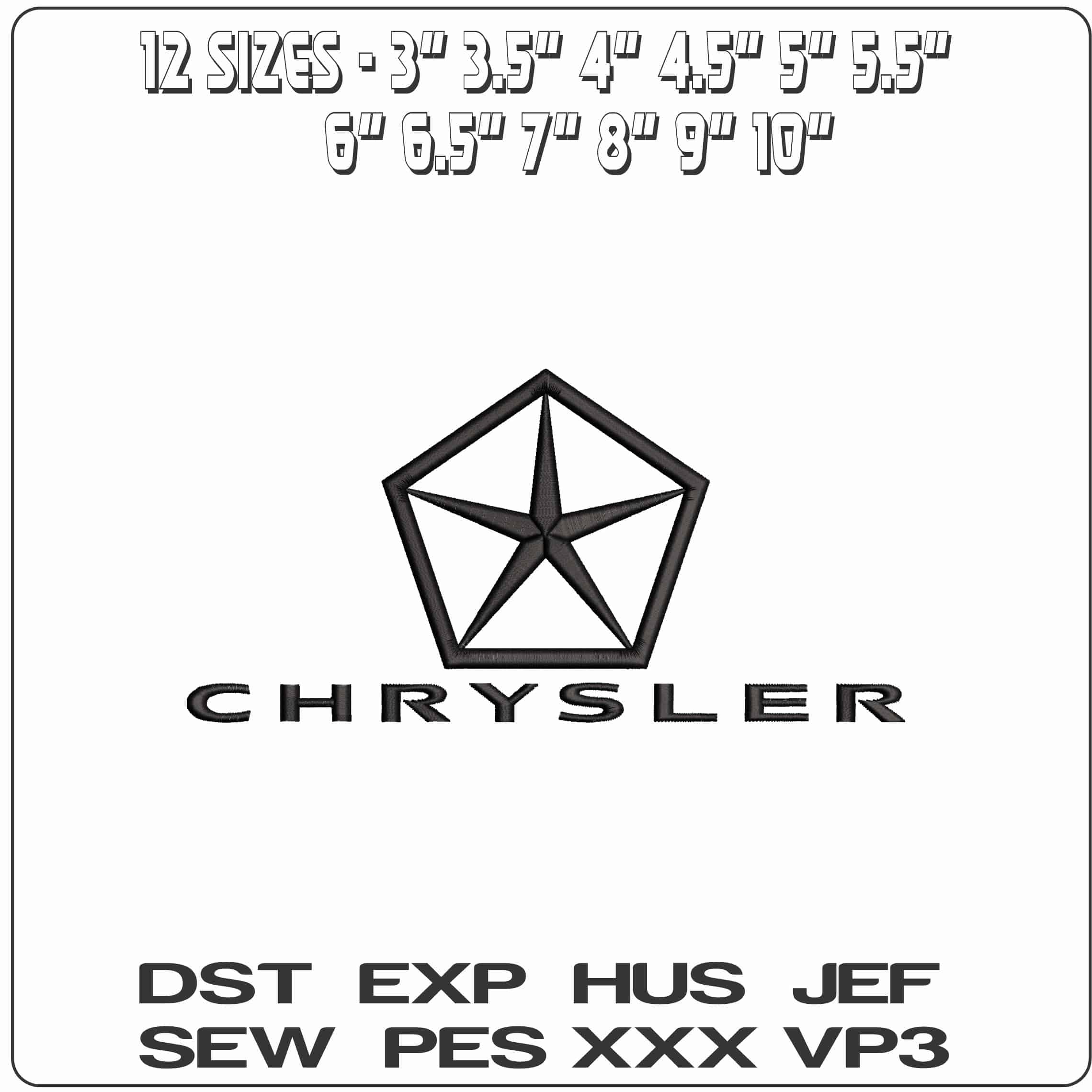 Chrysler Car Logo - Elegant embroidery design file - instant download — view 2