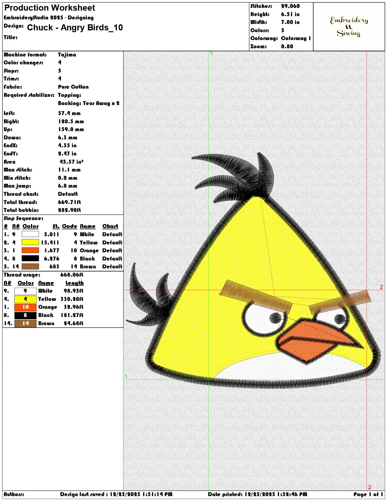 Chuck Angry Birds - Elegant embroidery design file - instant download — view 3