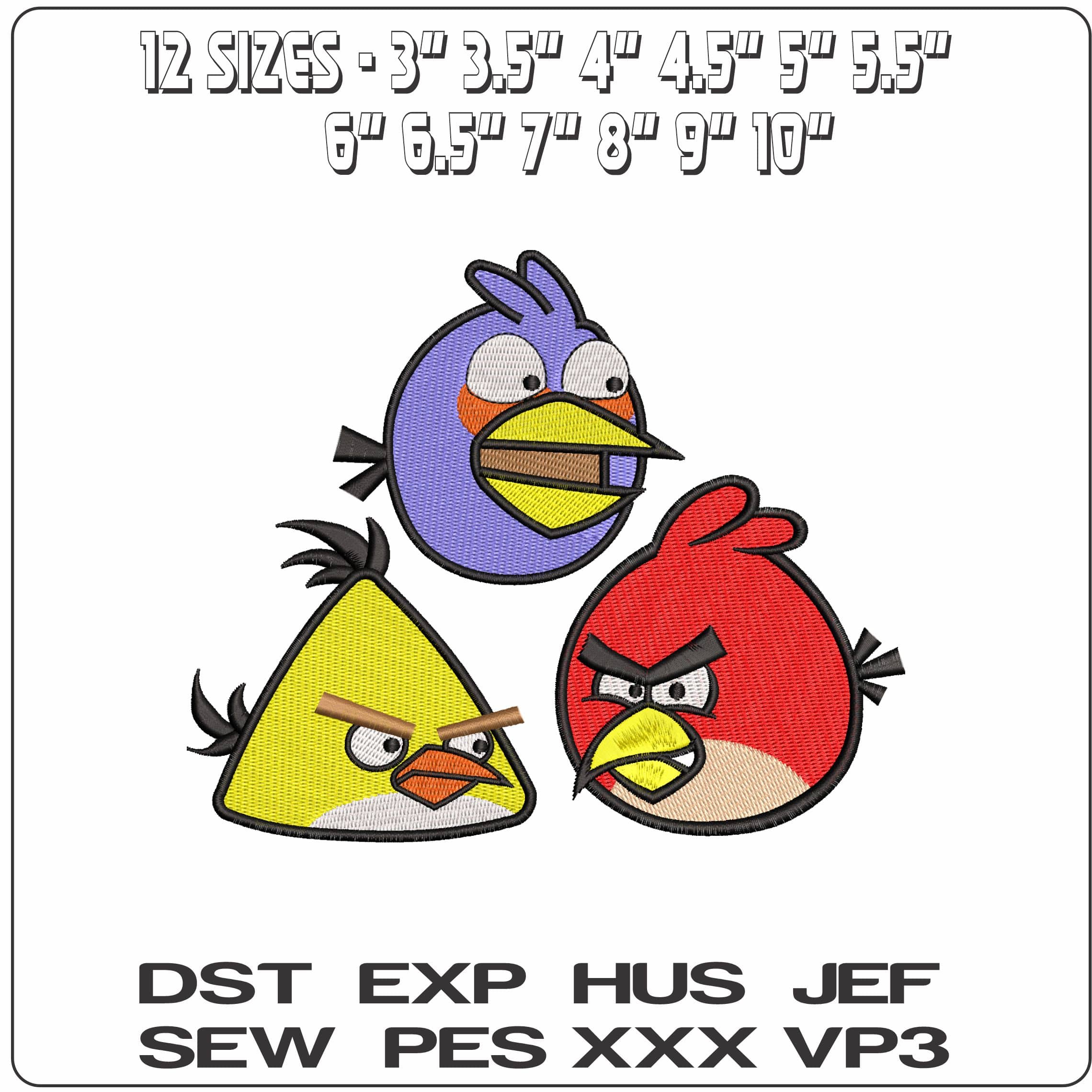 Chuck Red The Blues Angry Birds - Elegant embroidery design file - instant download — view 2