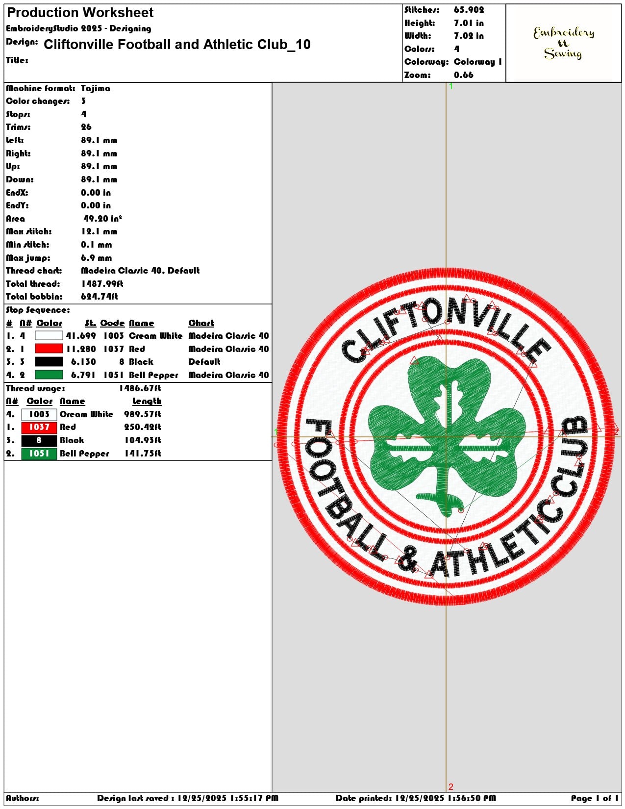 Cliftonville Football and Athletic Club - Elegant embroidery design file - instant download — view 3