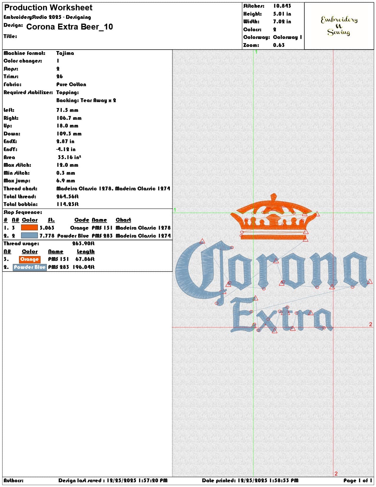 Corona Extra Beer - Elegant embroidery design file - instant download — view 3