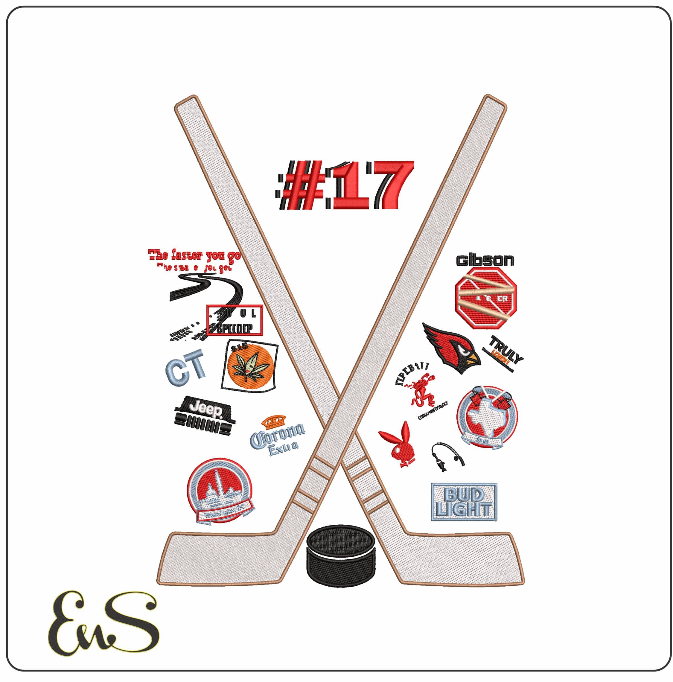 Custom Hockey Design - Elegant embroidery design file - instant download