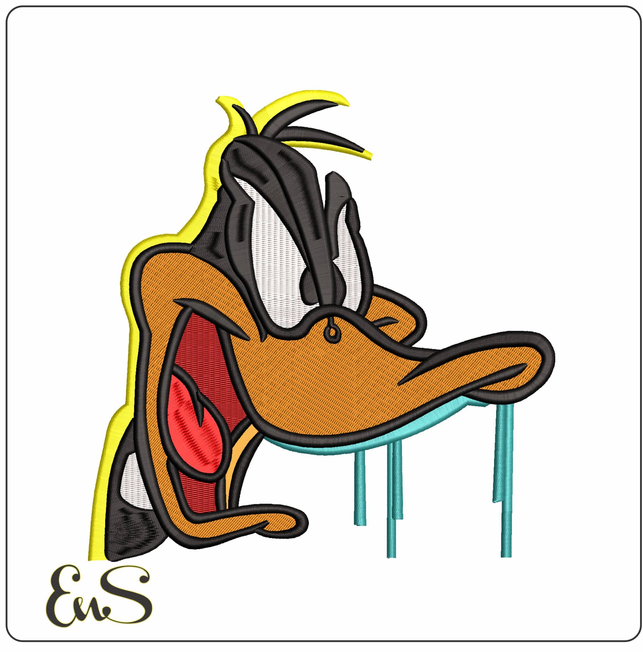 Daffy Duck Head Drawling - Elegant embroidery design file - instant download