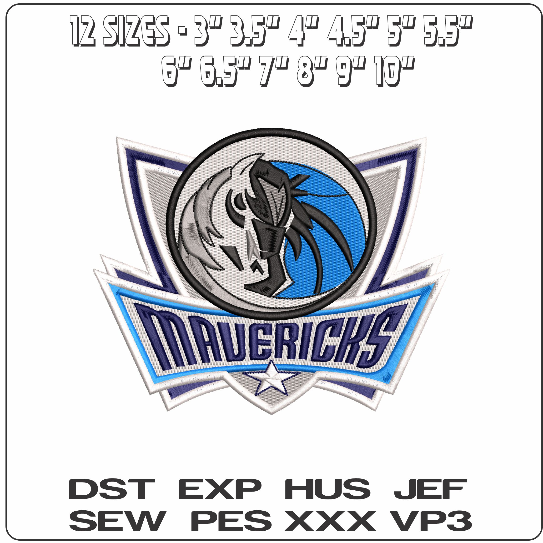 Dallas Mavericks - Elegant embroidery design file - instant download — view 2