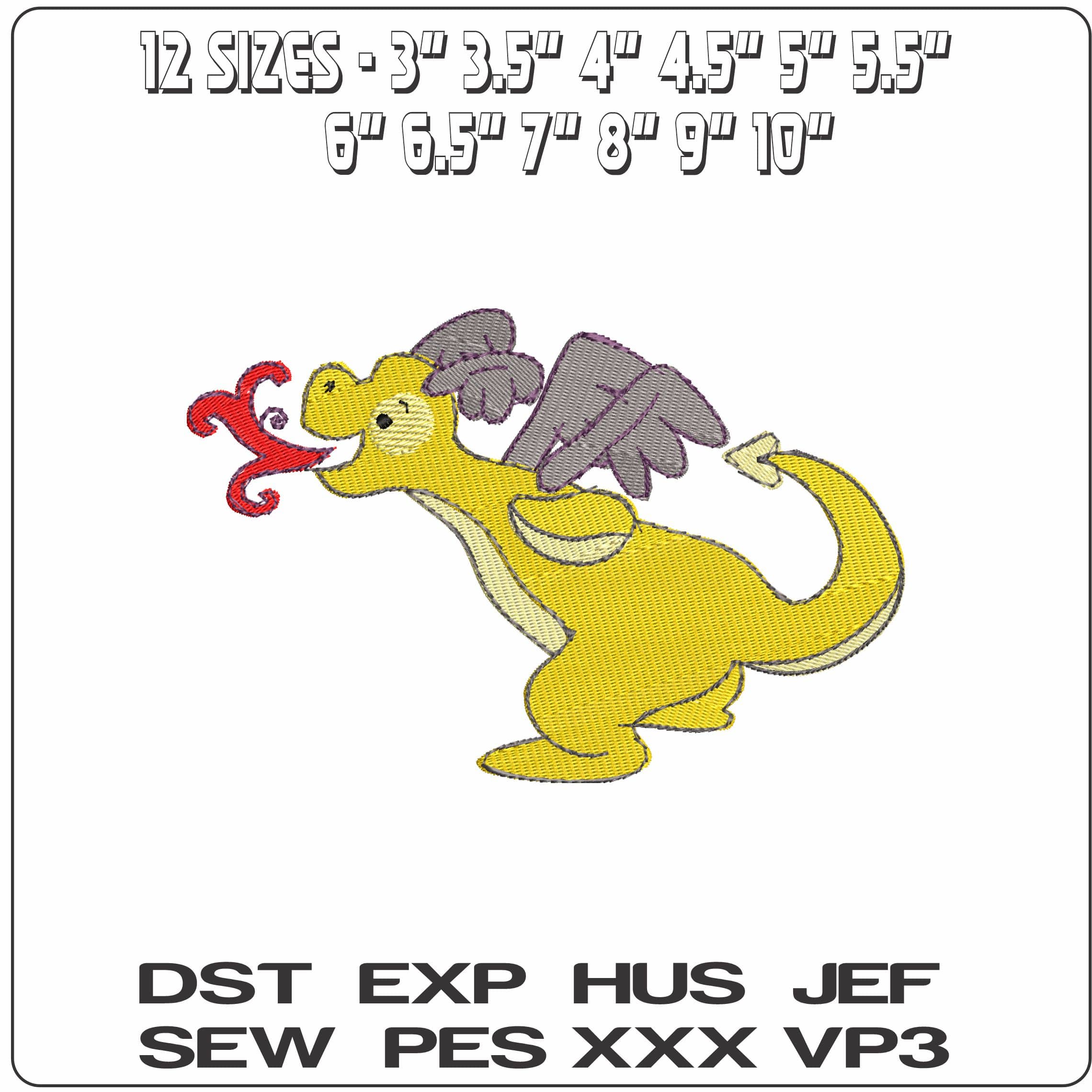 DaringDragons2 - Elegant embroidery design file - instant download — view 2
