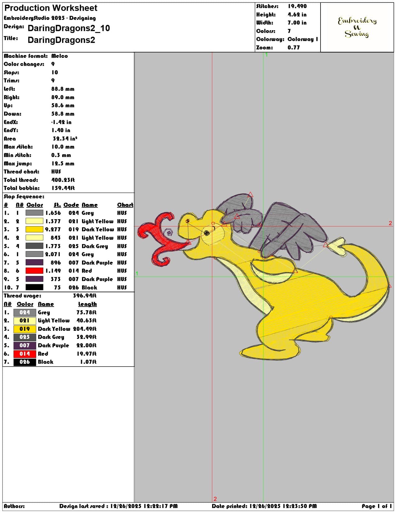 DaringDragons2 - Elegant embroidery design file - instant download — view 3