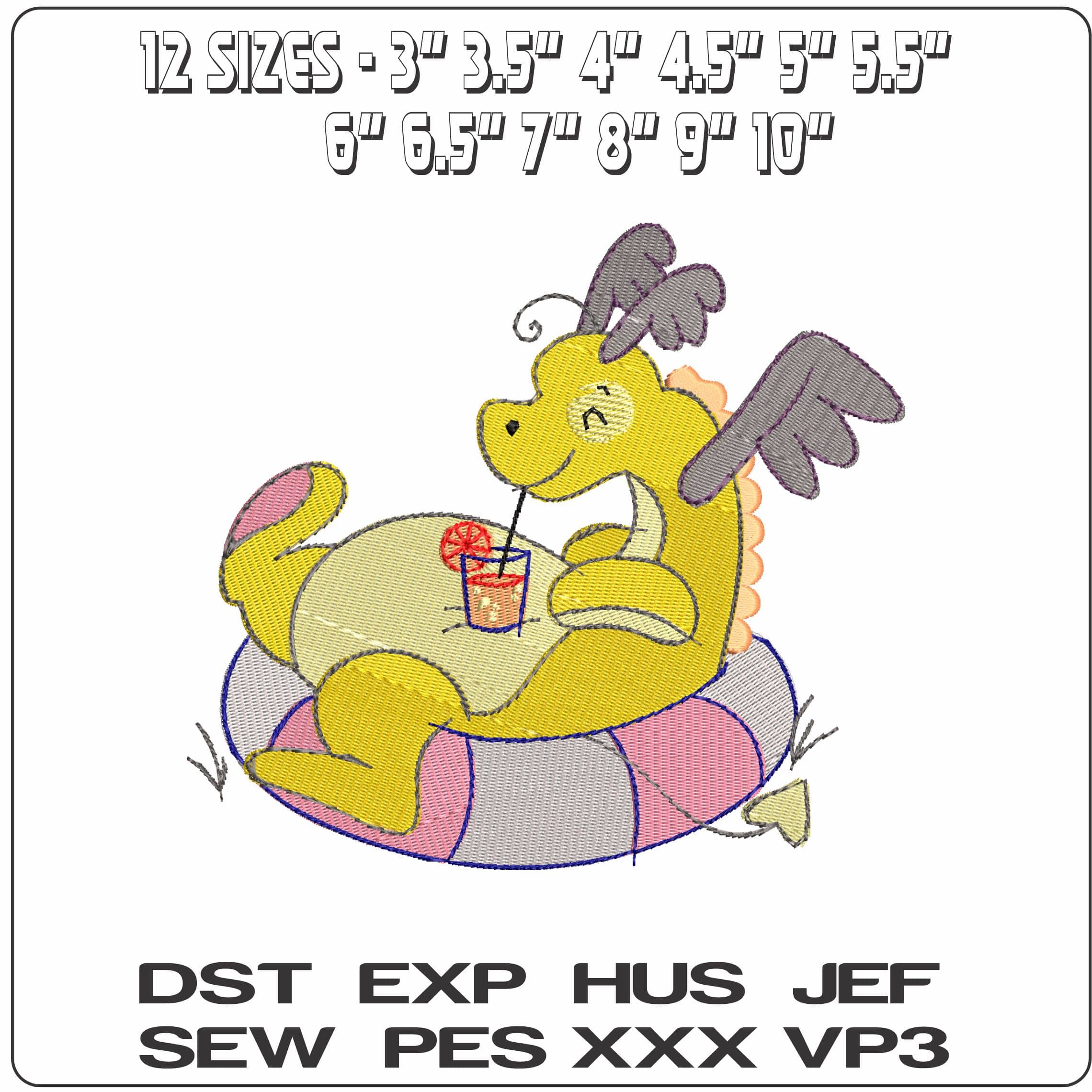 DaringDragons4 - Elegant embroidery design file - instant download — view 2