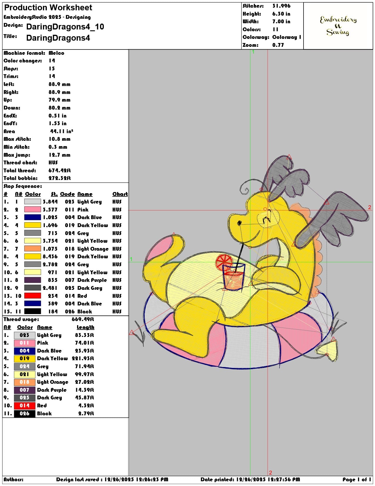 DaringDragons4 - Elegant embroidery design file - instant download — view 3