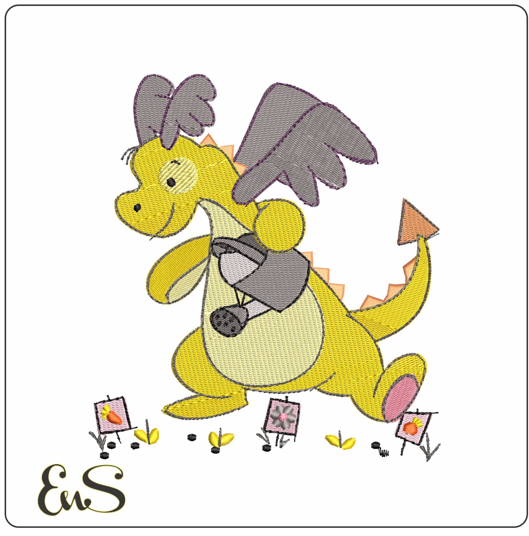 DaringDragons12 - Elegant embroidery design file - instant download