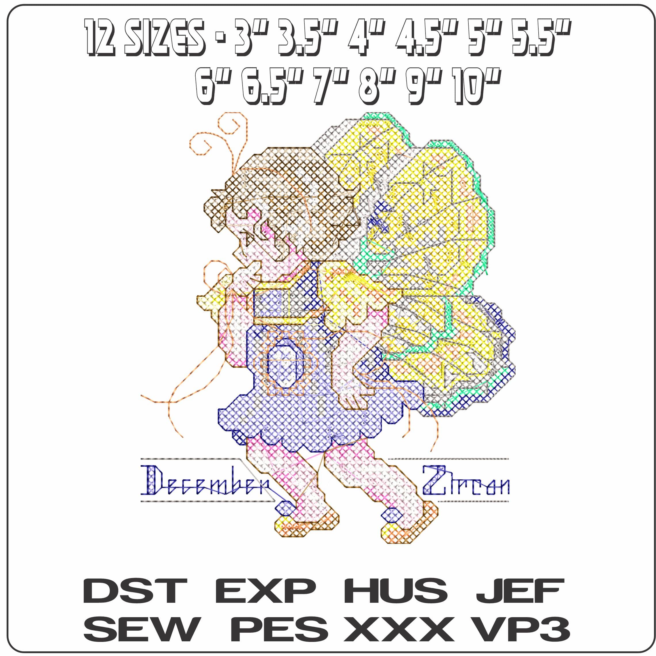 Dec Zircon 3 - Elegant embroidery design file - instant download — view 2