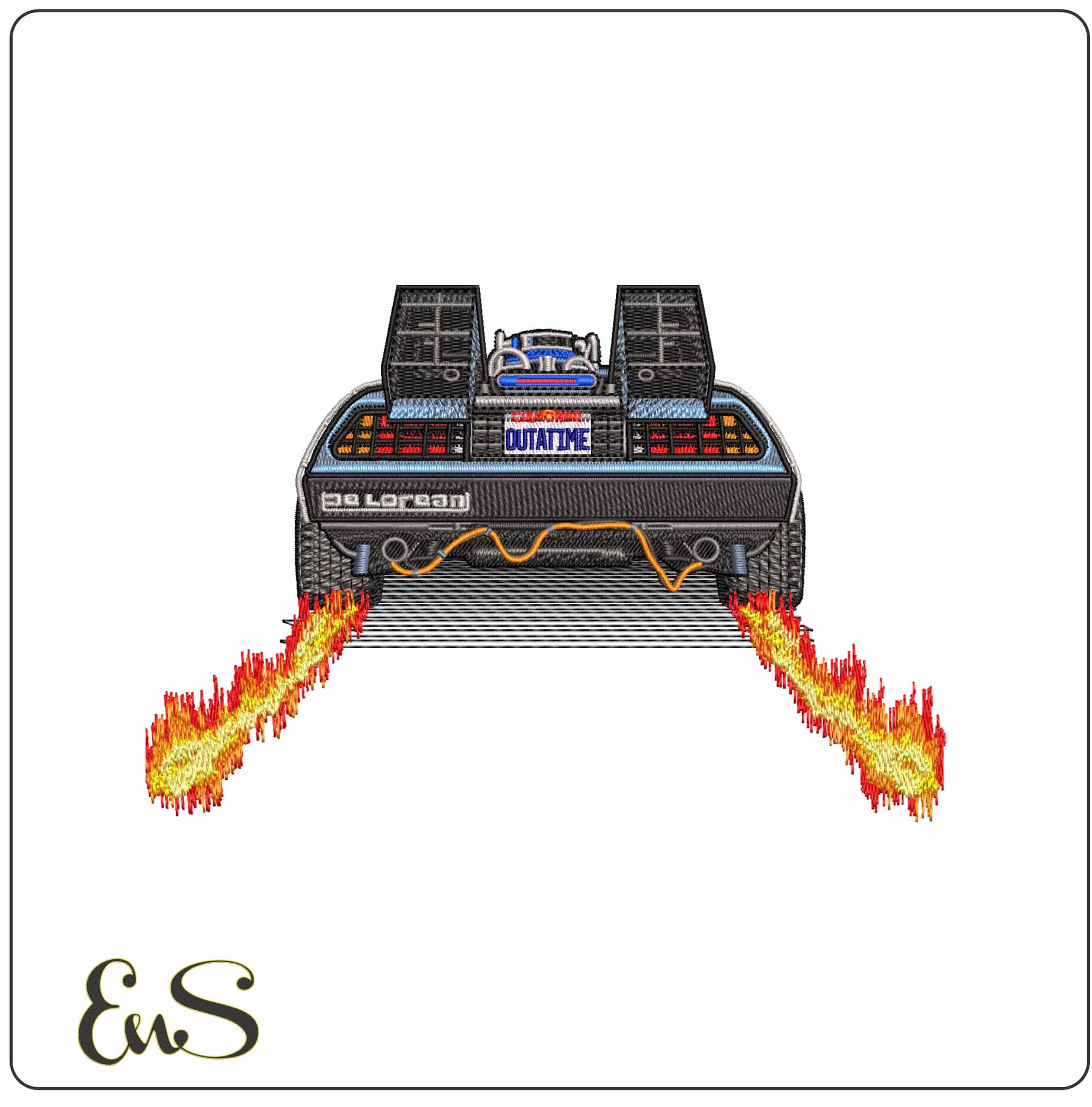 Delorean Back to the Future - Elegant embroidery design file - instant download