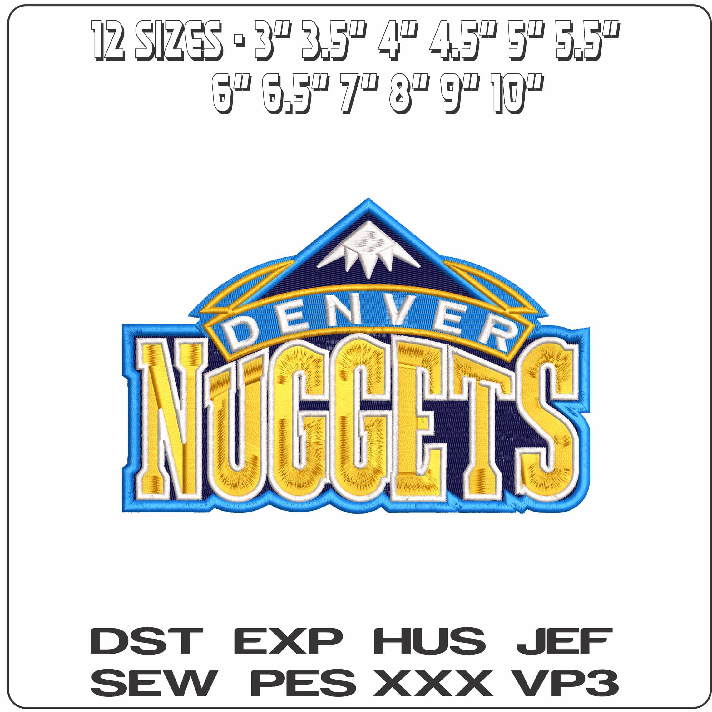 Denver Nuggets - Elegant embroidery design file - instant download — view 2