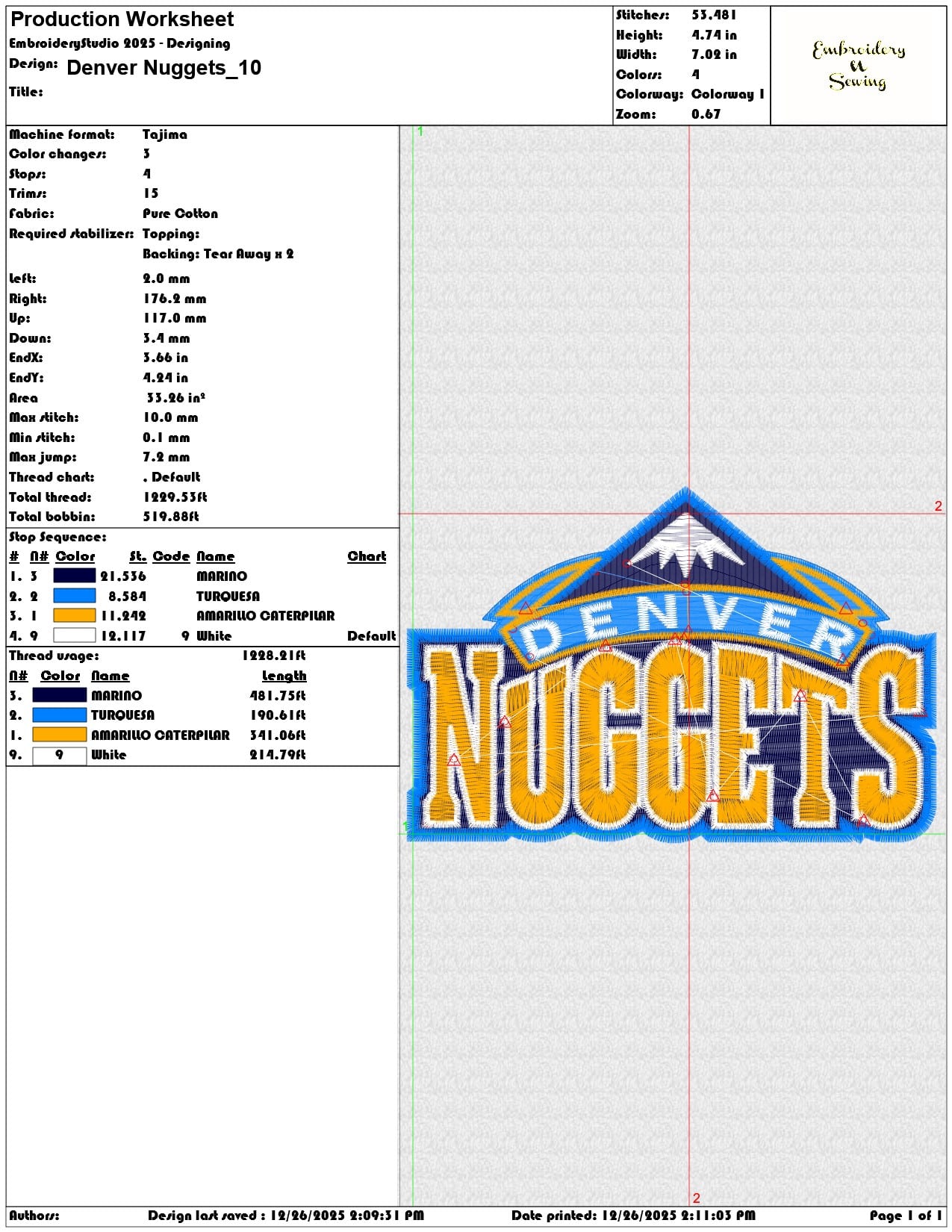 Denver Nuggets - Elegant embroidery design file - instant download — view 3