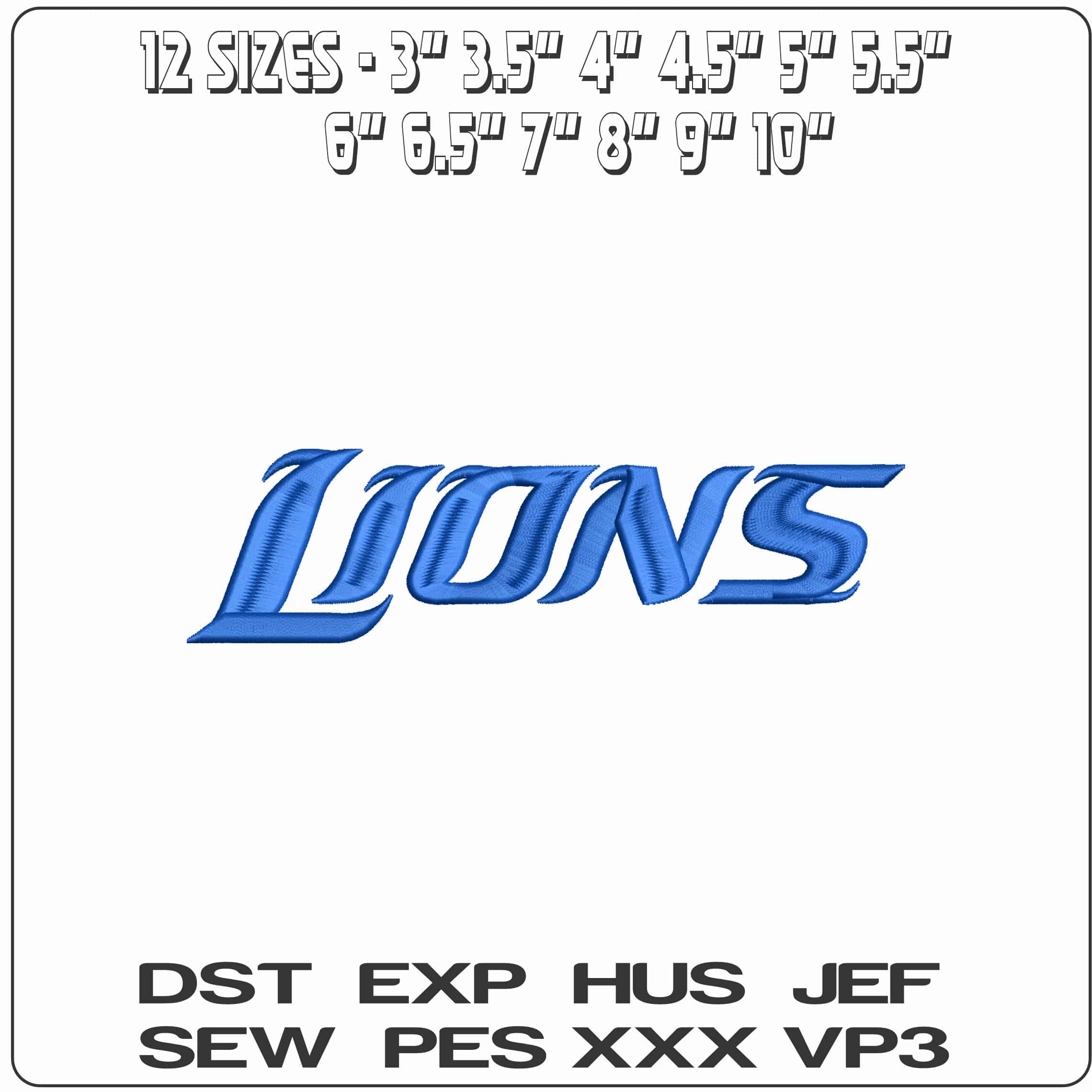 Detroit Lions Name - Elegant embroidery design file - instant download — view 2