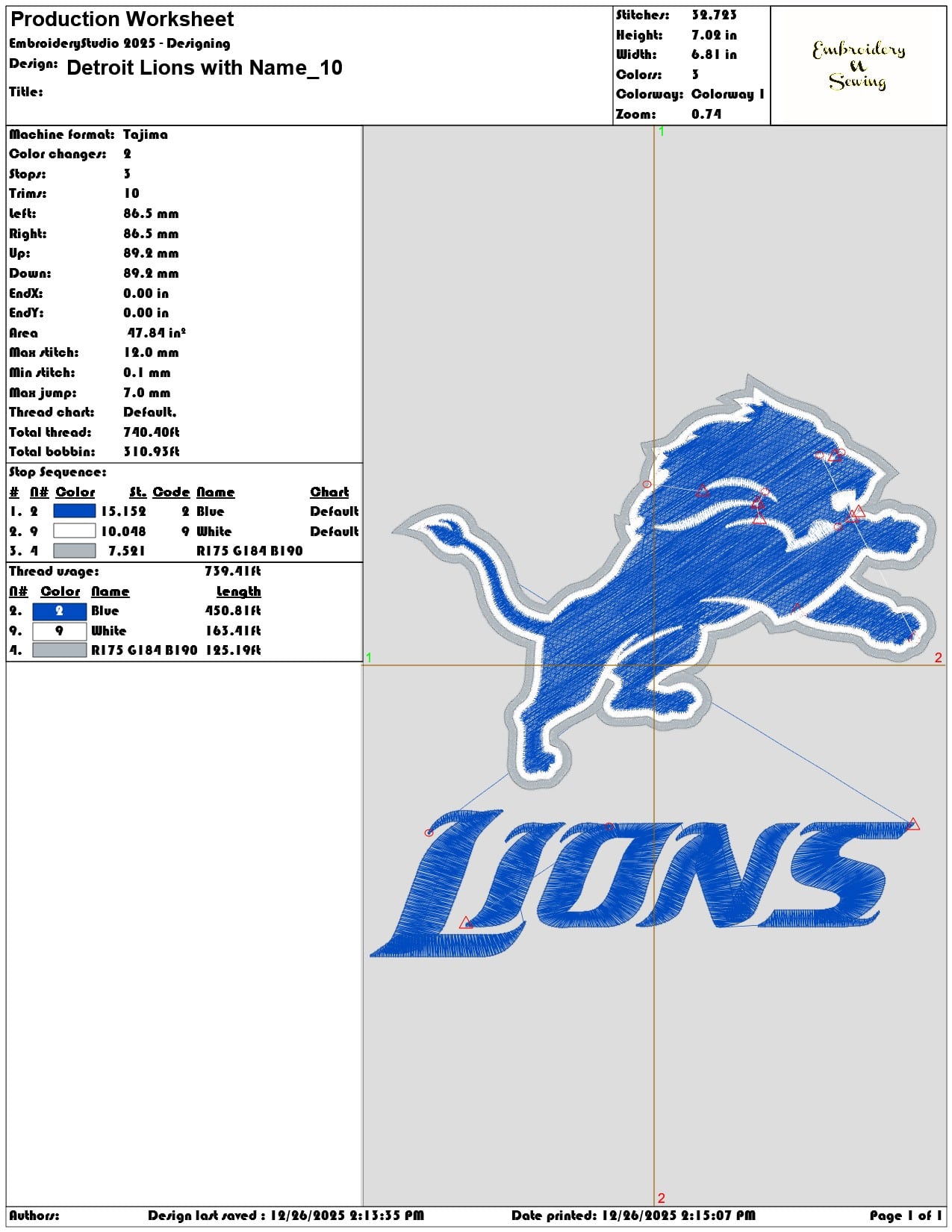 Detroit Lions with Name - Elegant embroidery design file - instant download — view 3