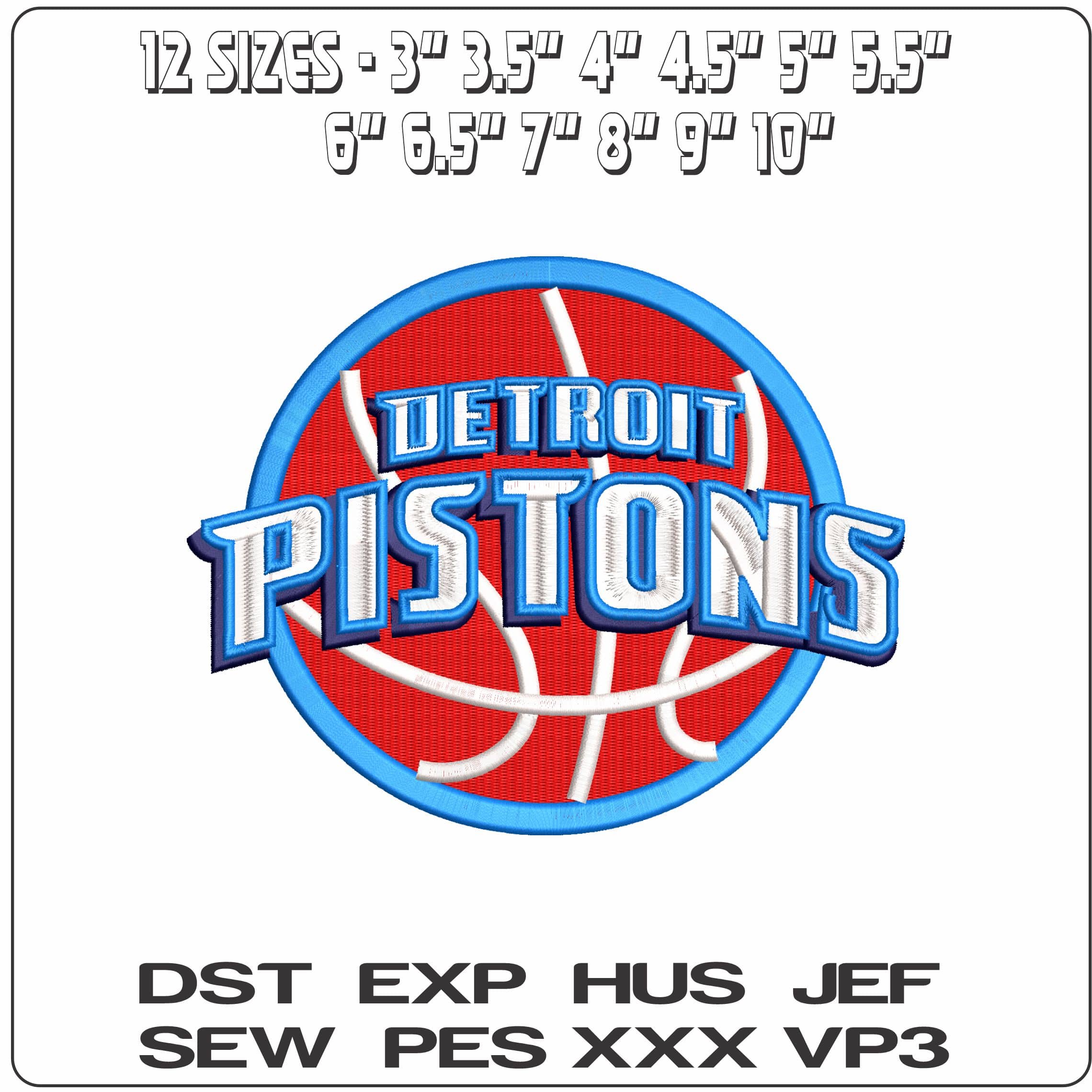 Detroit Pistons - Elegant embroidery design file - instant download — view 2