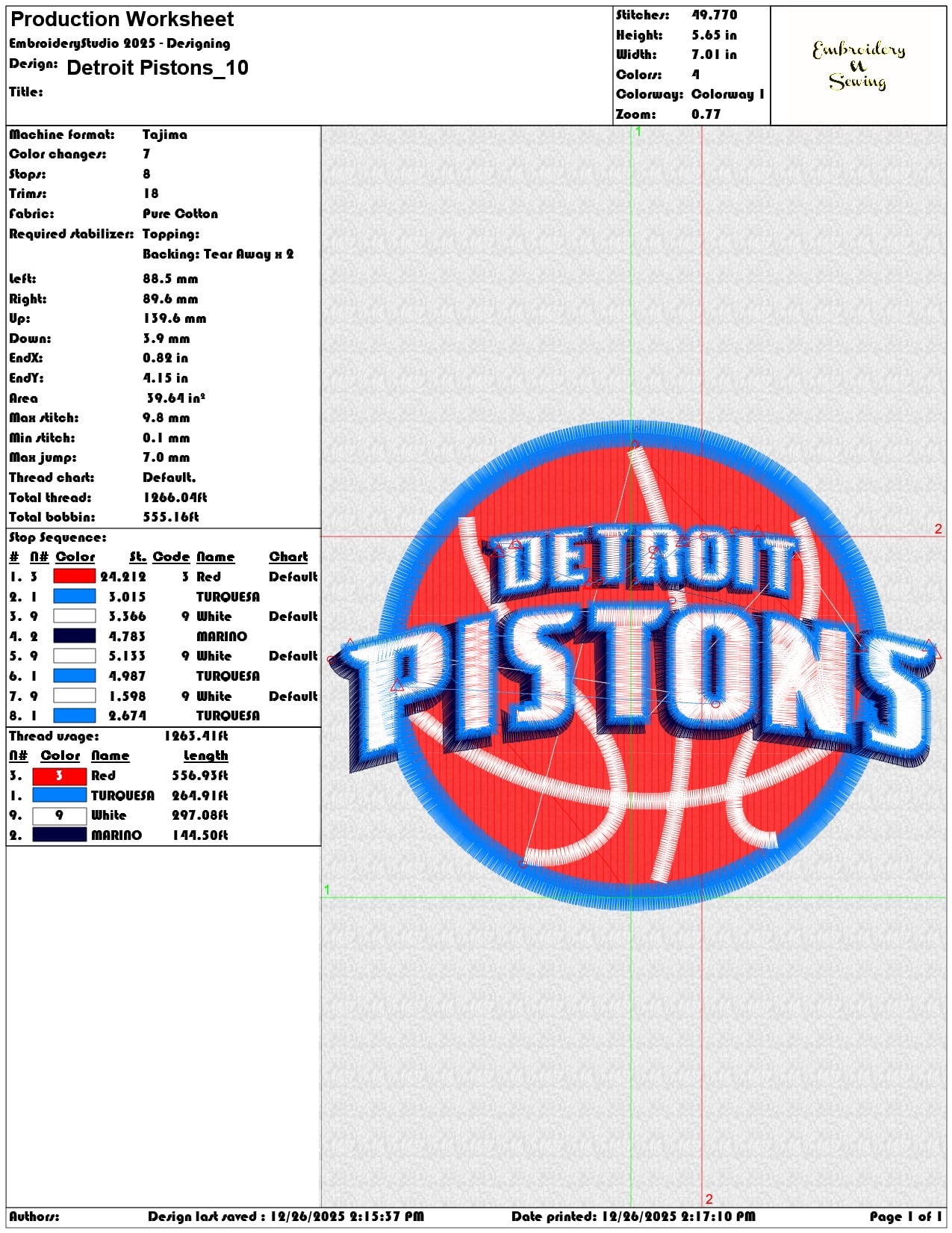 Detroit Pistons - Elegant embroidery design file - instant download — view 3