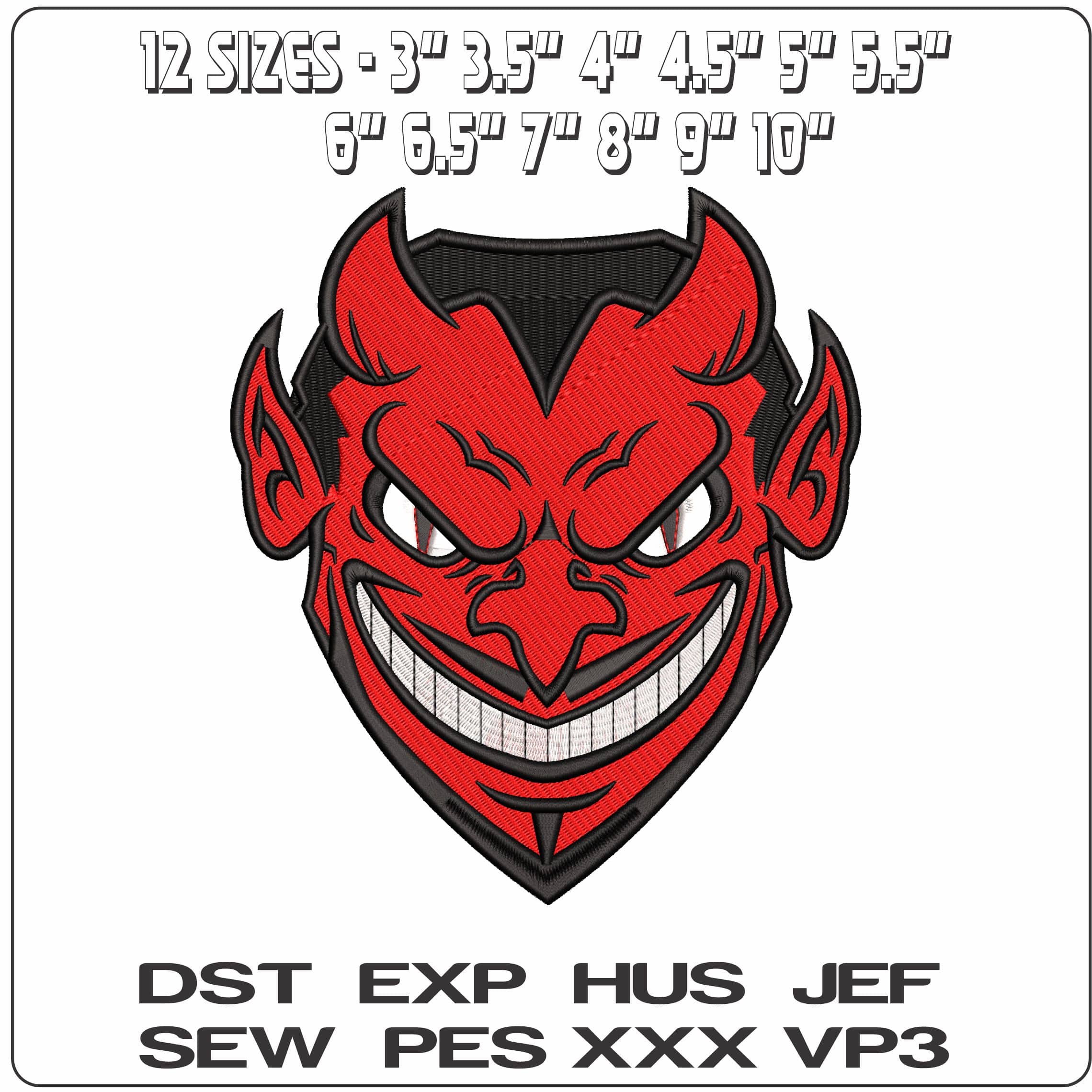 Devils Face - Elegant embroidery design file - instant download — view 2