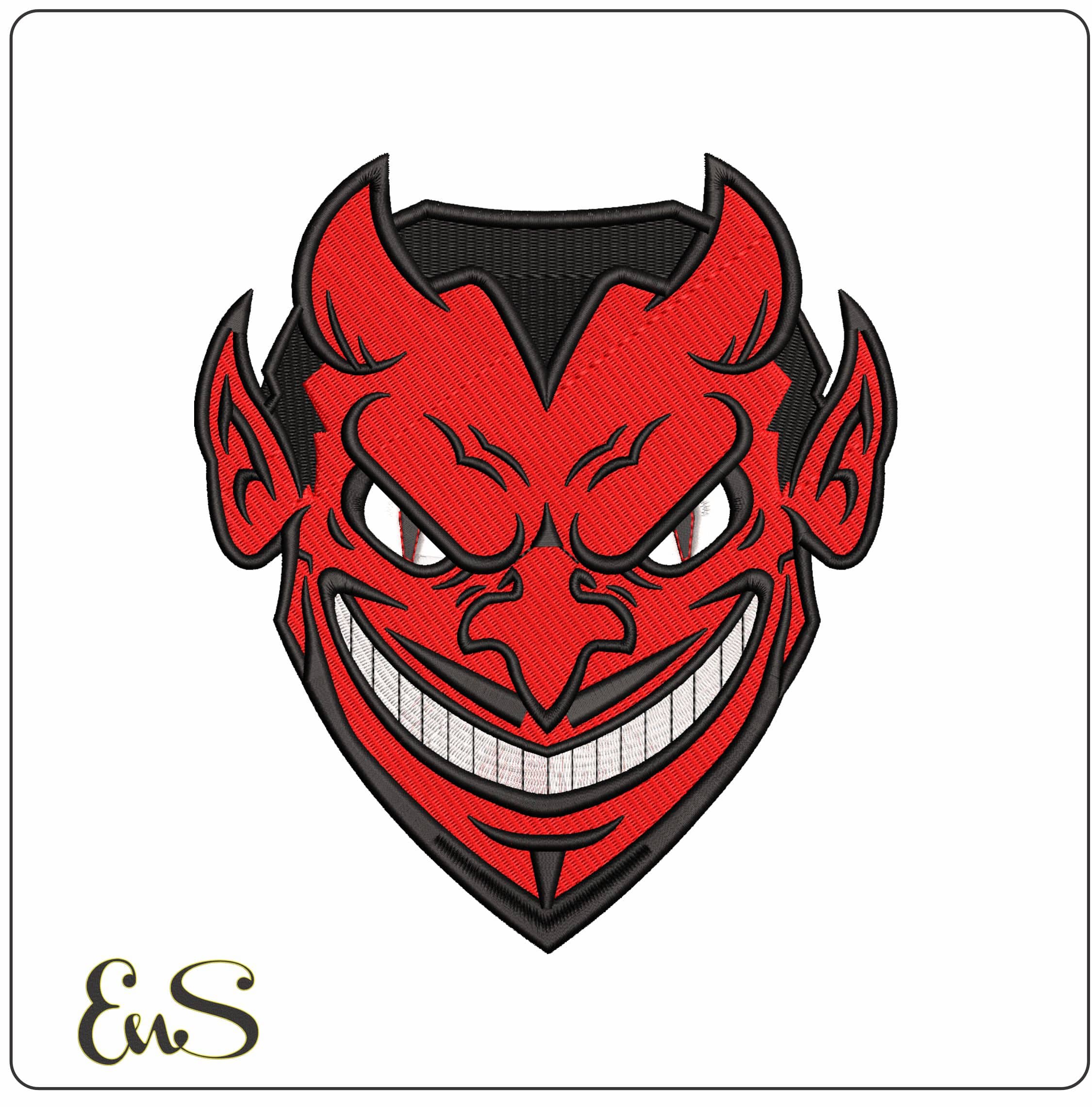 Devils Face - Elegant embroidery design file - instant download