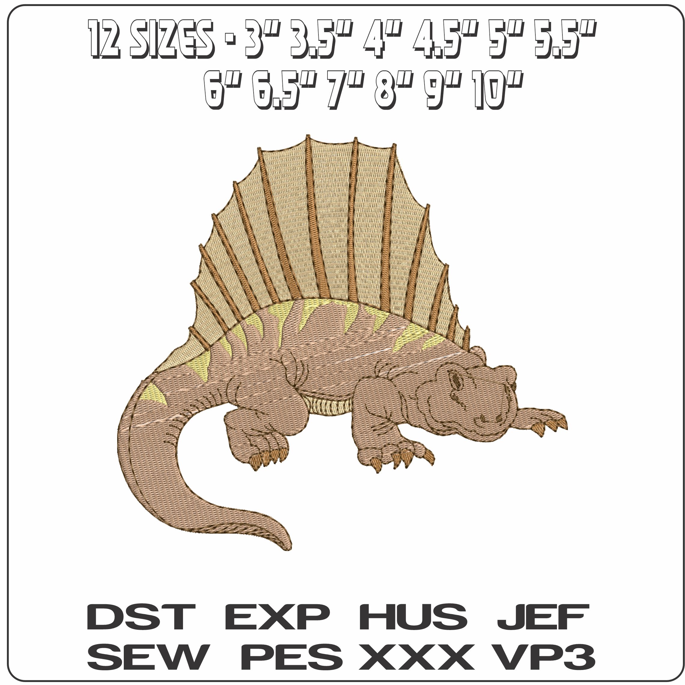 Dimetrodon - Elegant embroidery design file - instant download — view 2
