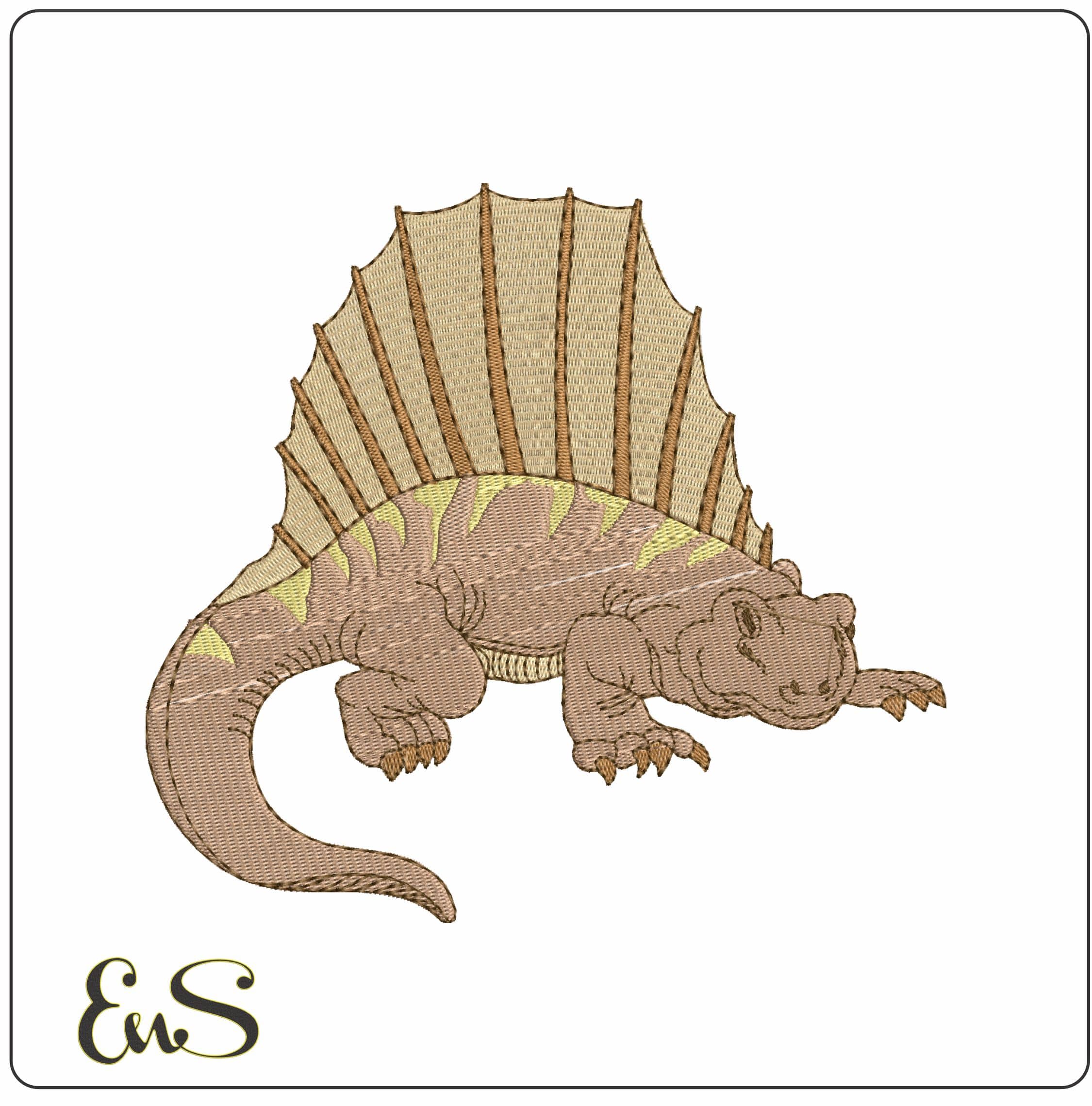Dimetrodon - Elegant embroidery design file - instant download