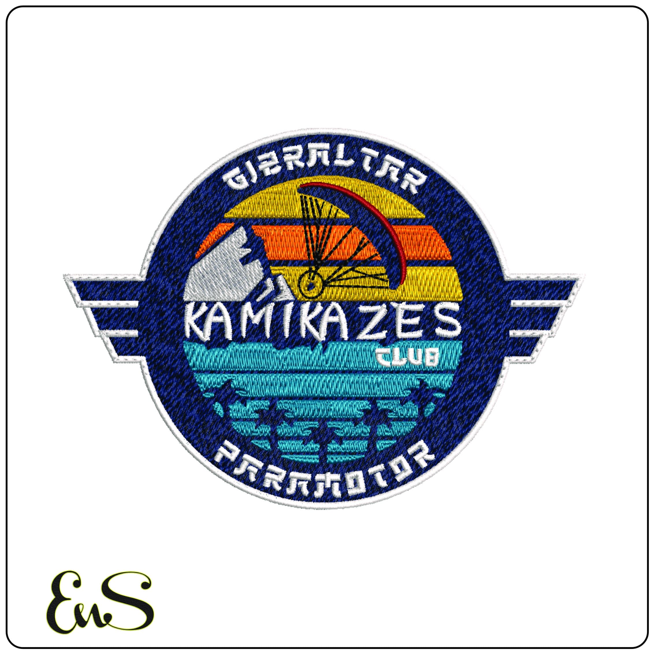 Kamikaze Paragliding - Elegant embroidery design file - instant download