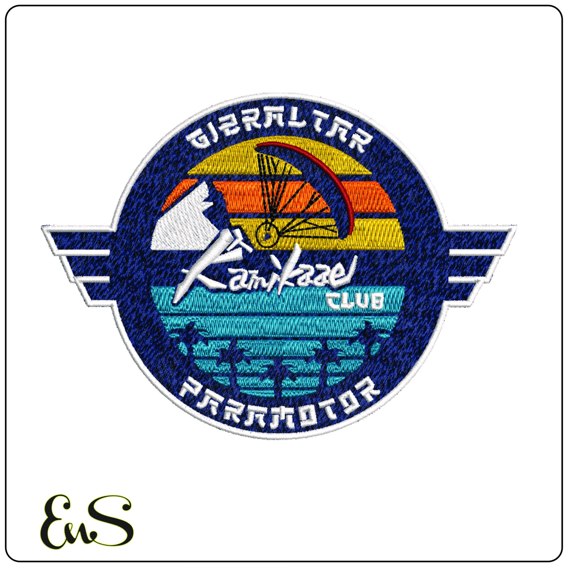 Kamikaze Paragliding - Elegant embroidery design file - instant download — view 2