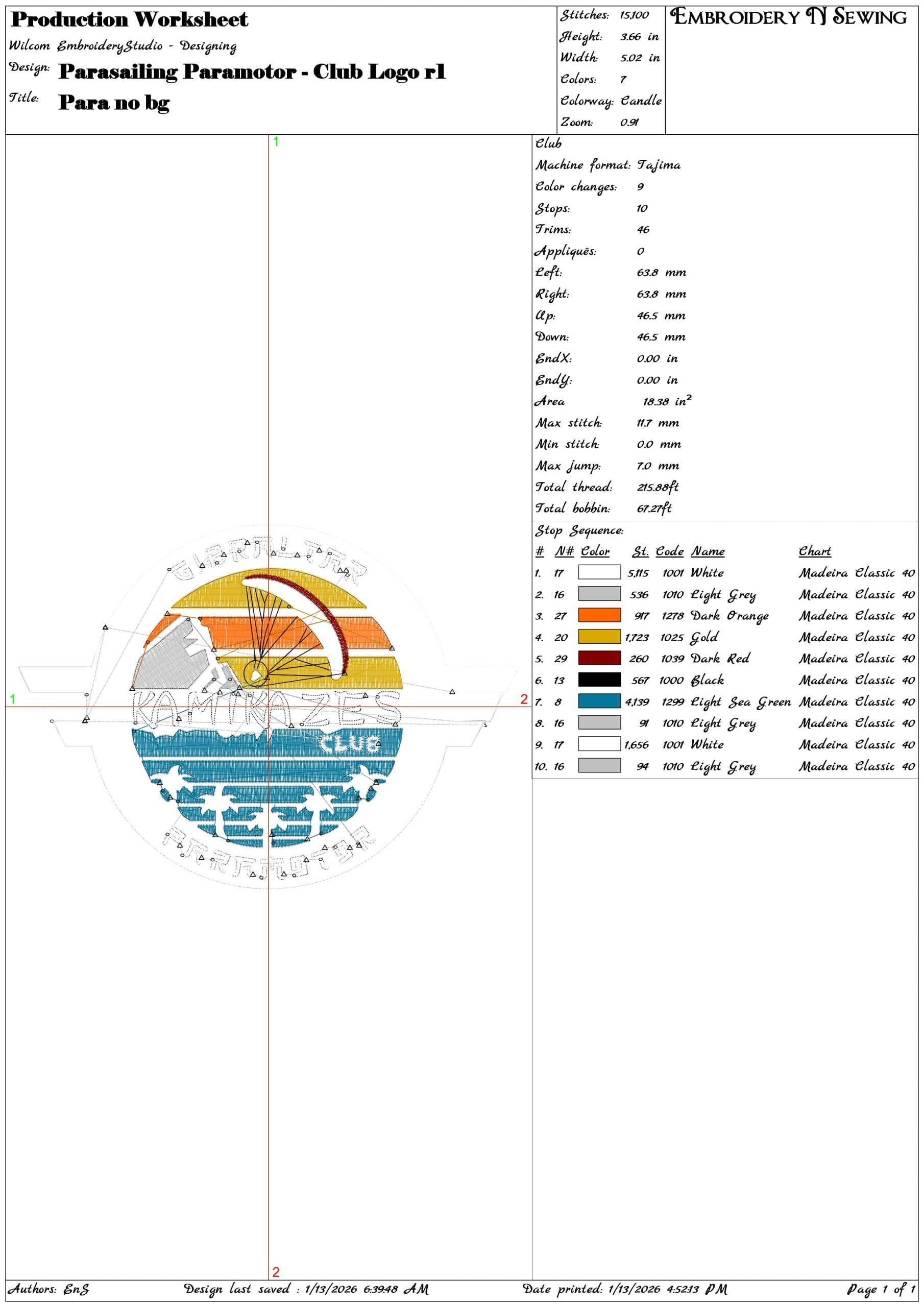 Kamikaze Paragliding - Elegant embroidery design file - instant download — view 7