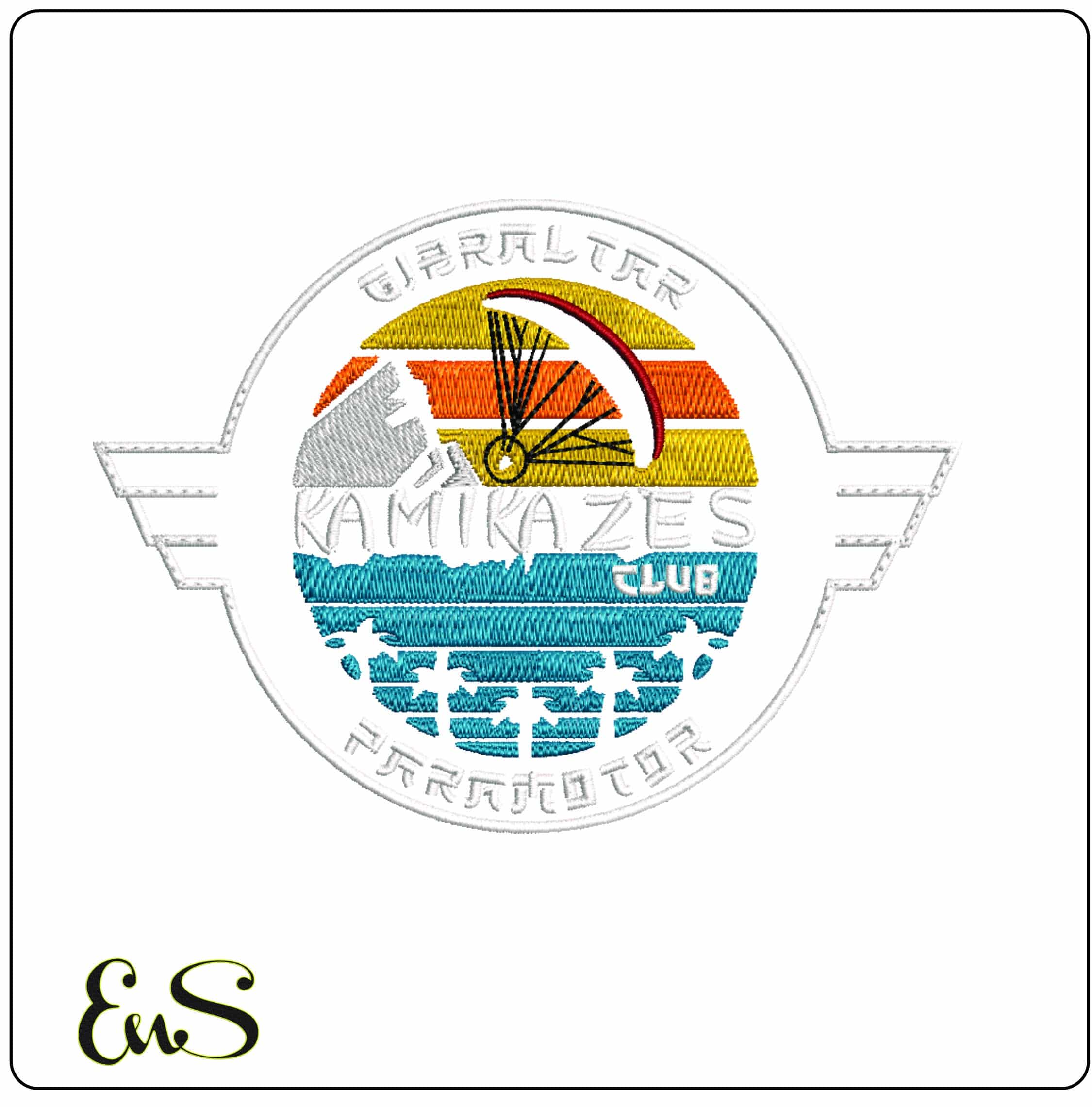 Kamikaze Paragliding - Elegant embroidery design file - instant download — view 8