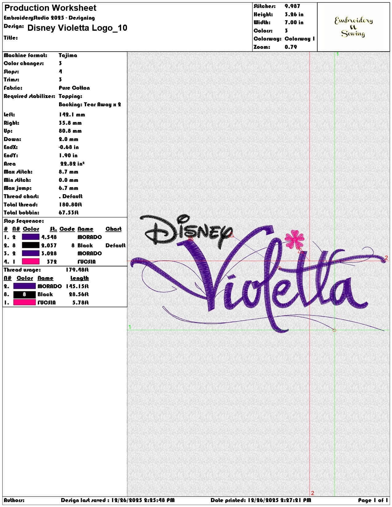 Disney Violetta Logo - Elegant embroidery design file - instant download — view 3