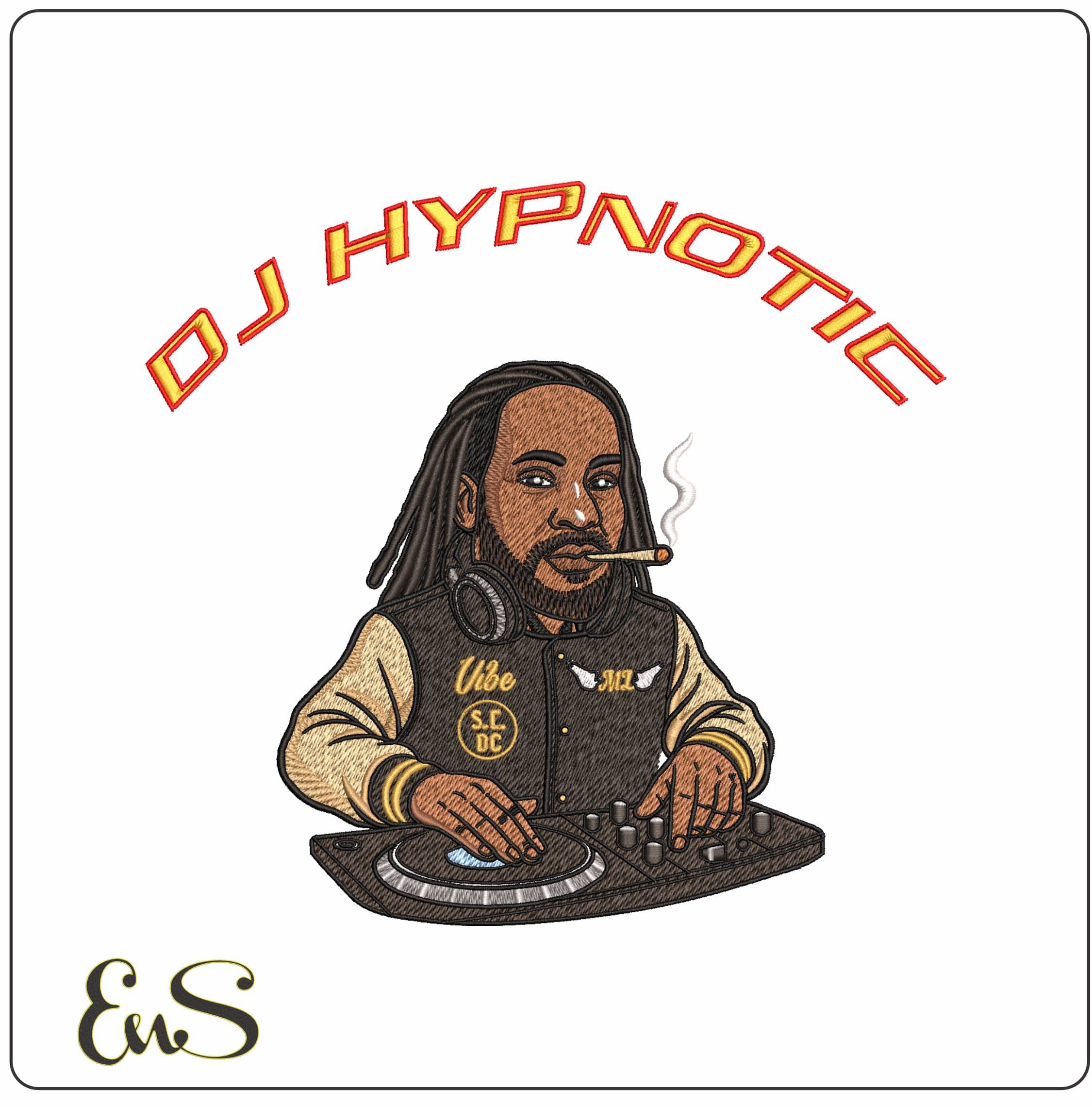 DJ Hypnotic - Elegant embroidery design file - instant download