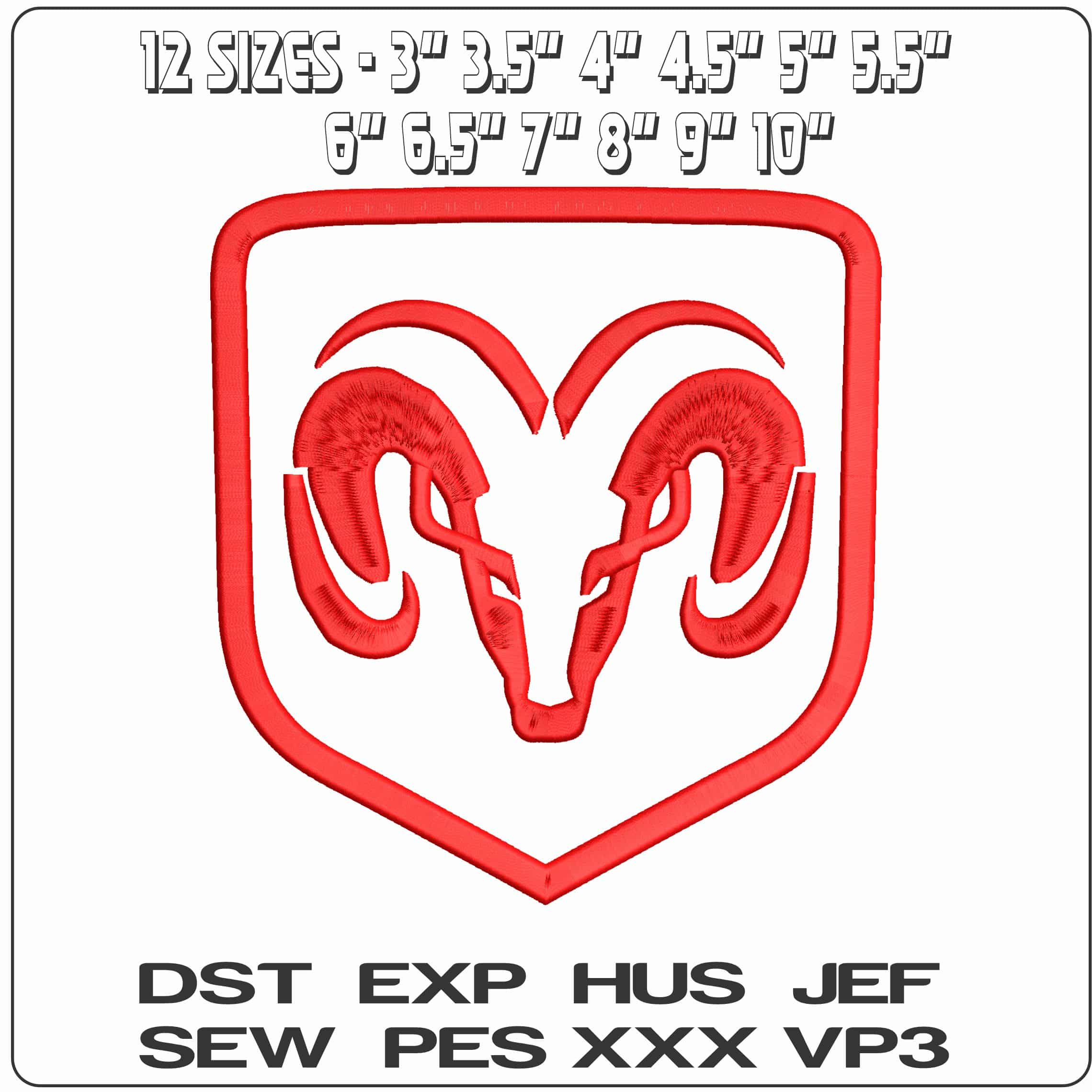 Dodge Ram - Elegant embroidery design file - instant download — view 2