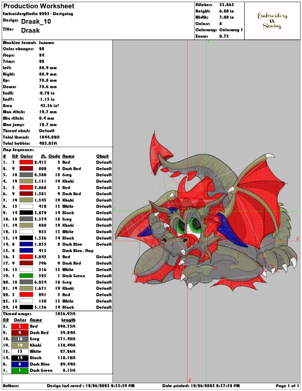 Draak - Elegant embroidery design file - instant download — view 3